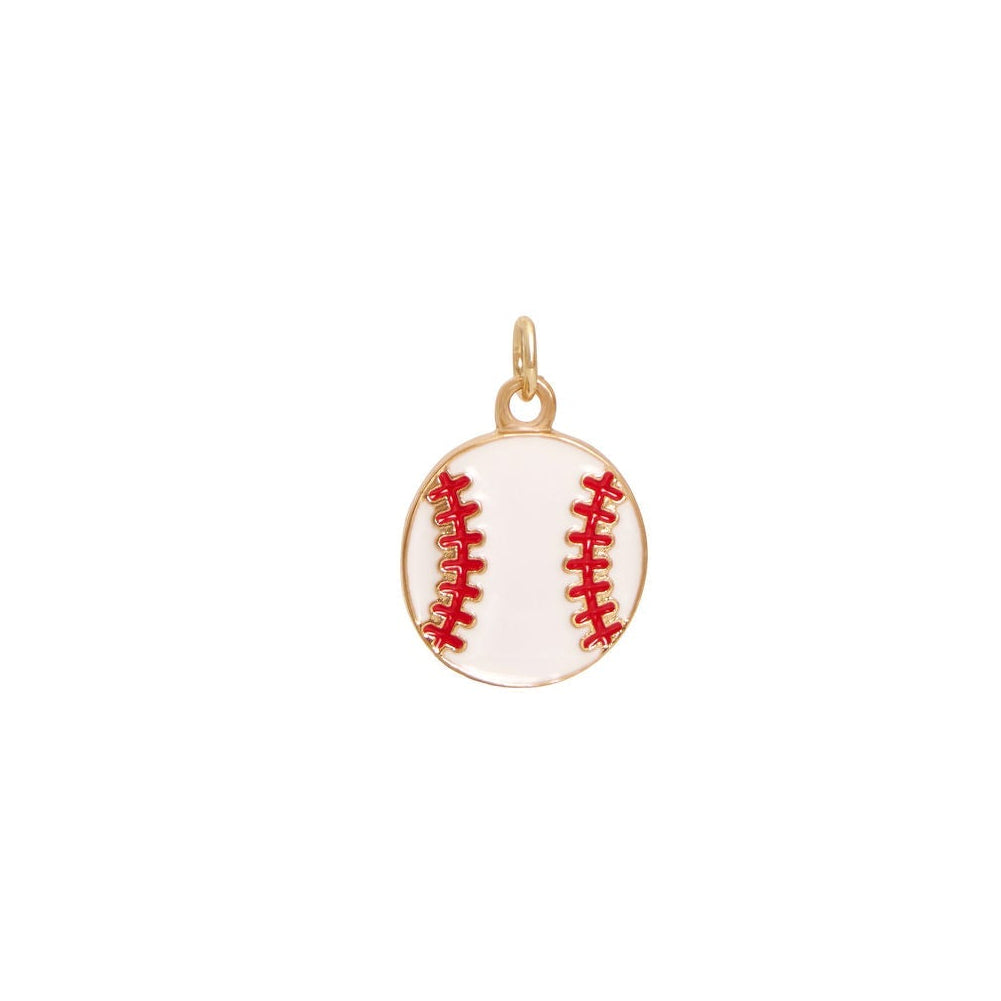 Baseball Enamel Gold Charm