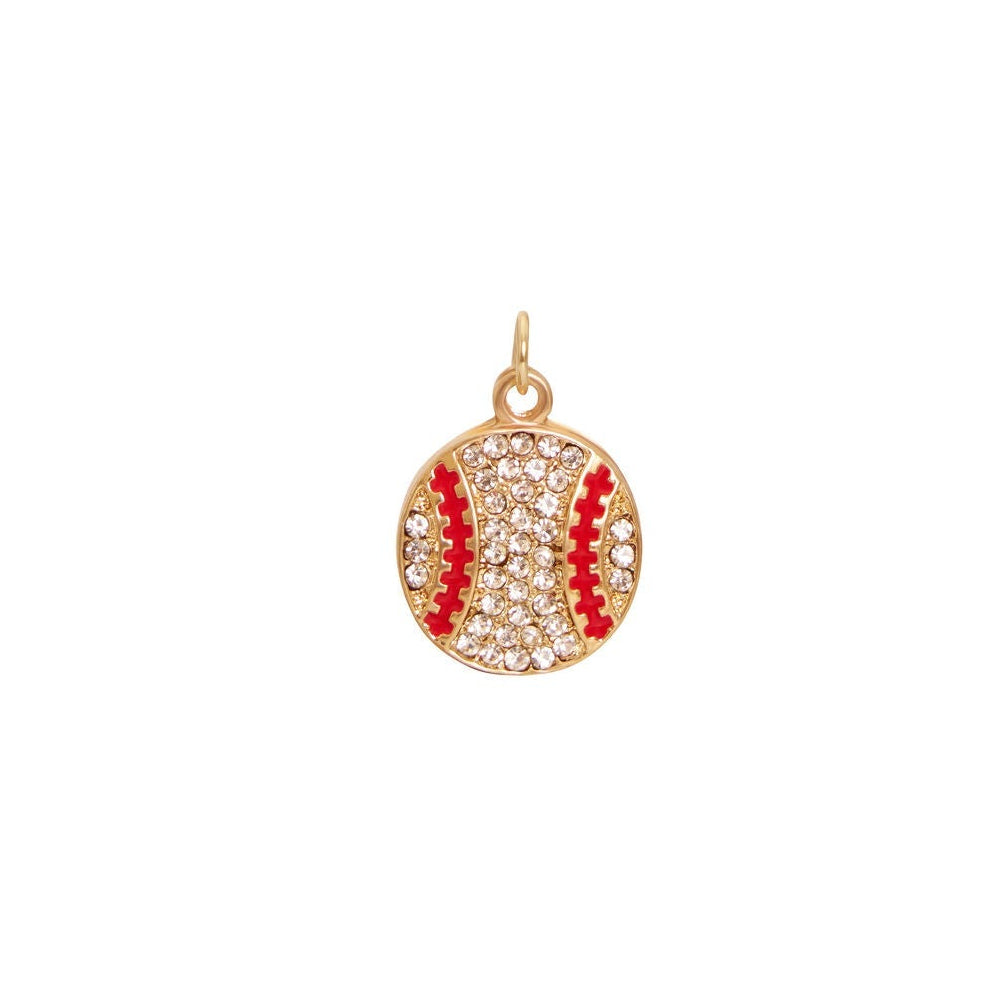 Baseball Zircon Gold Charm