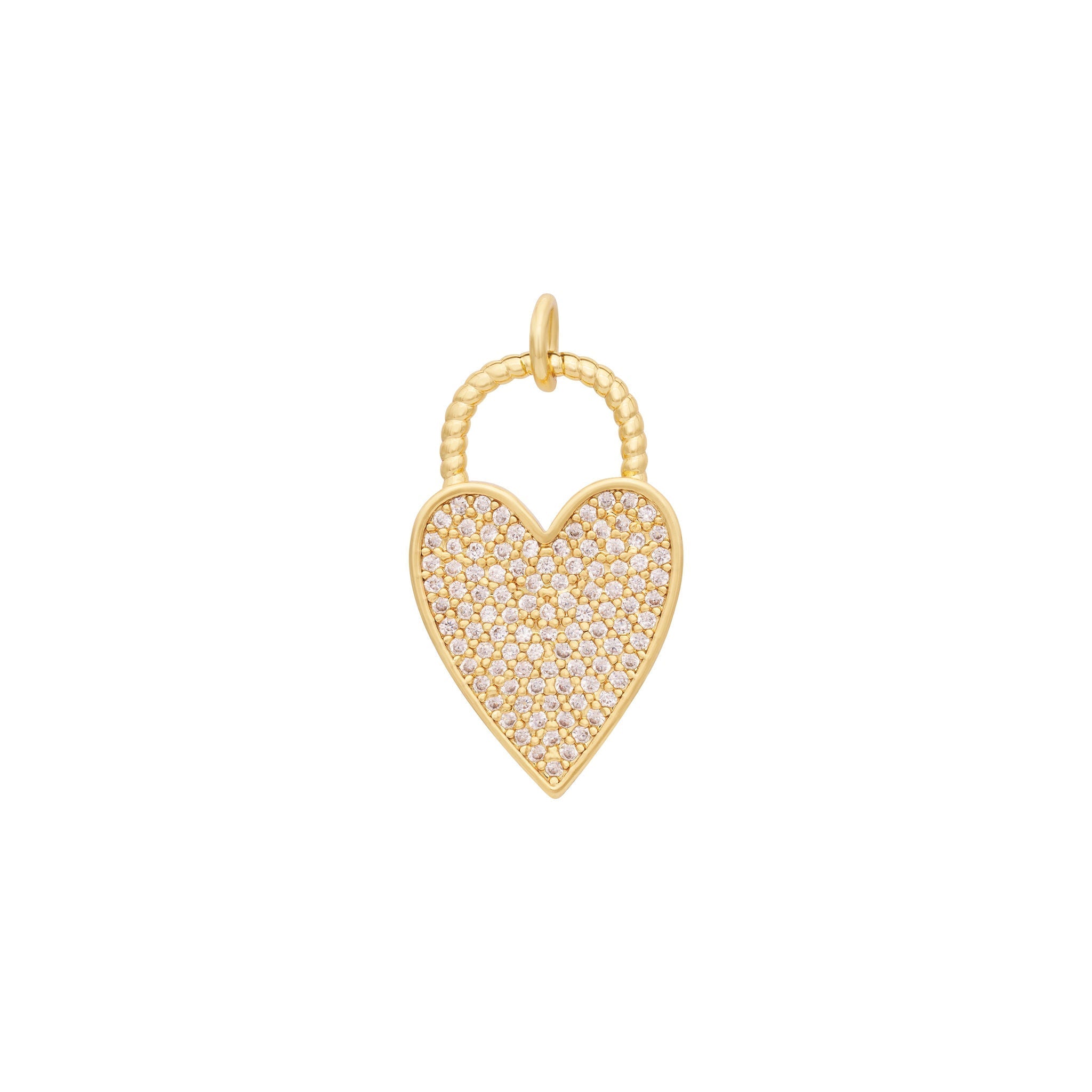 Gold Zircon Locket Heart Charm