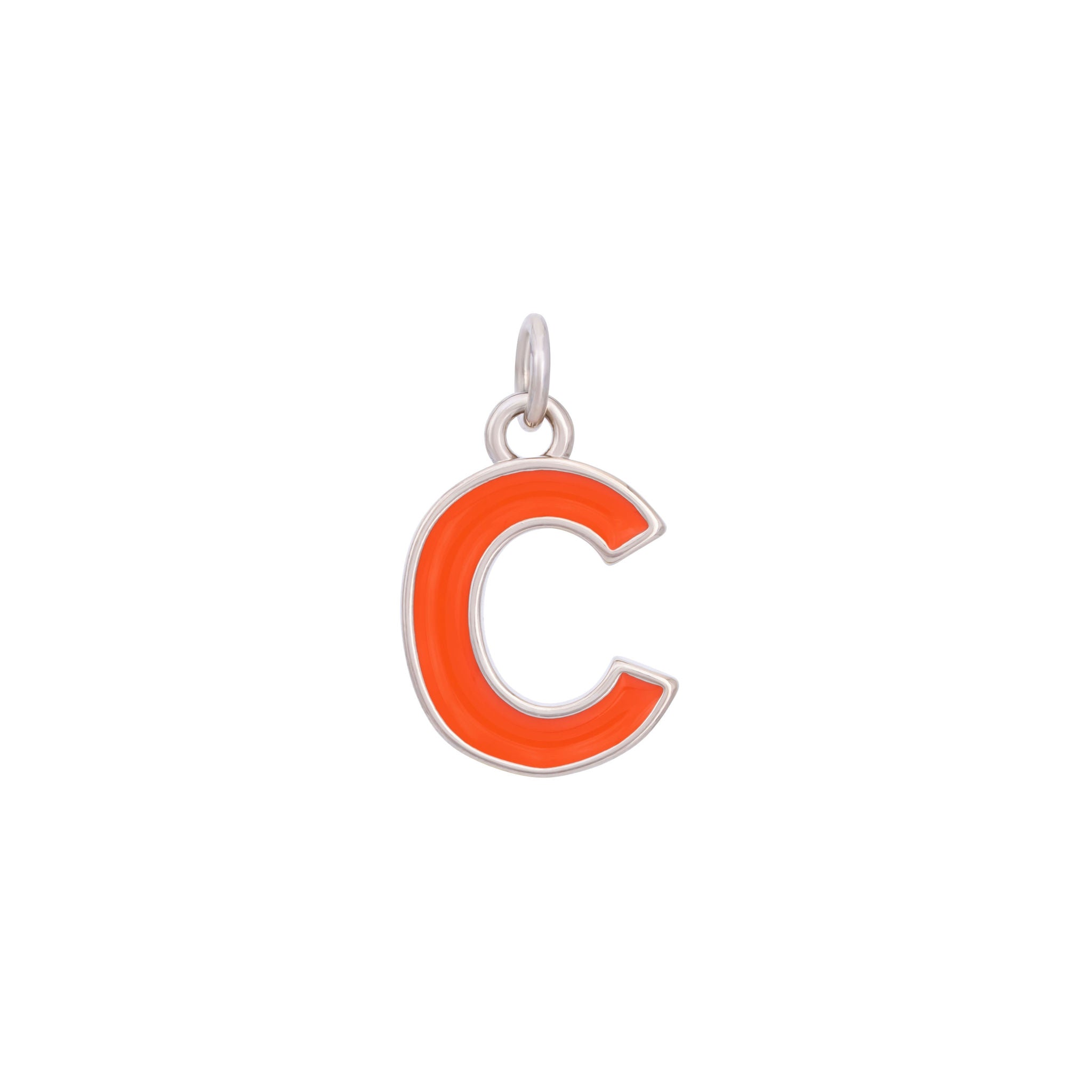 Orange & Silver Letter Charms A-Z