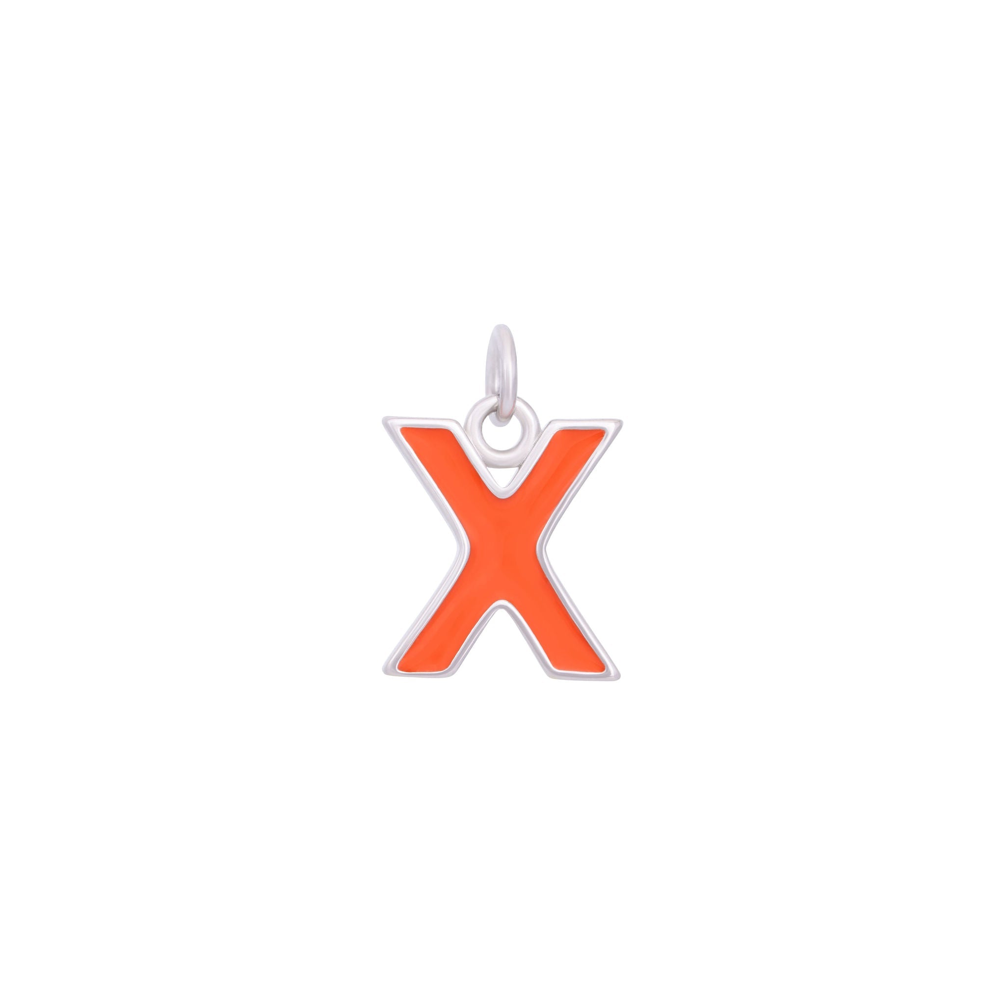 Orange & Silver Letter Charms A-Z