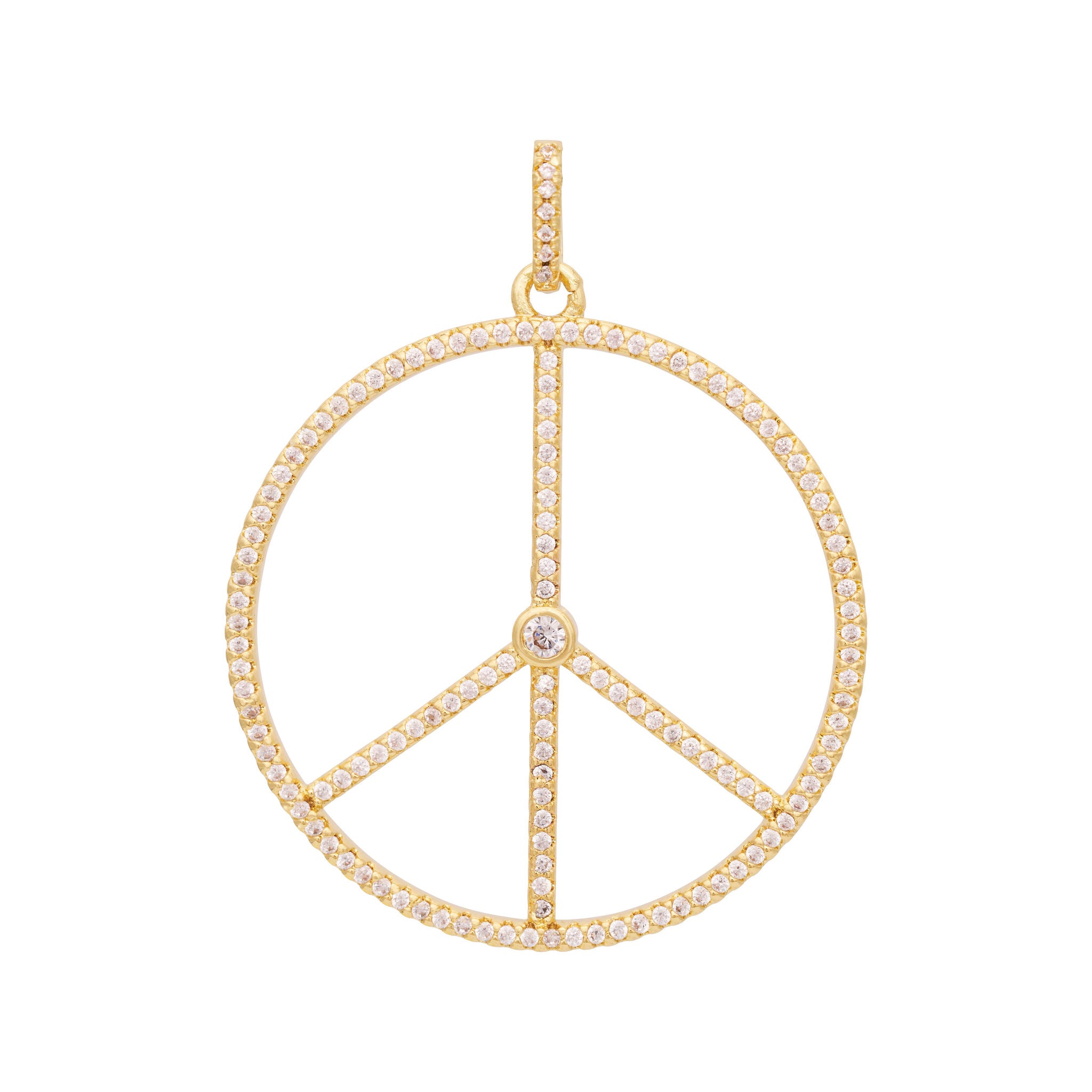 Gold Peace Zircon Charm