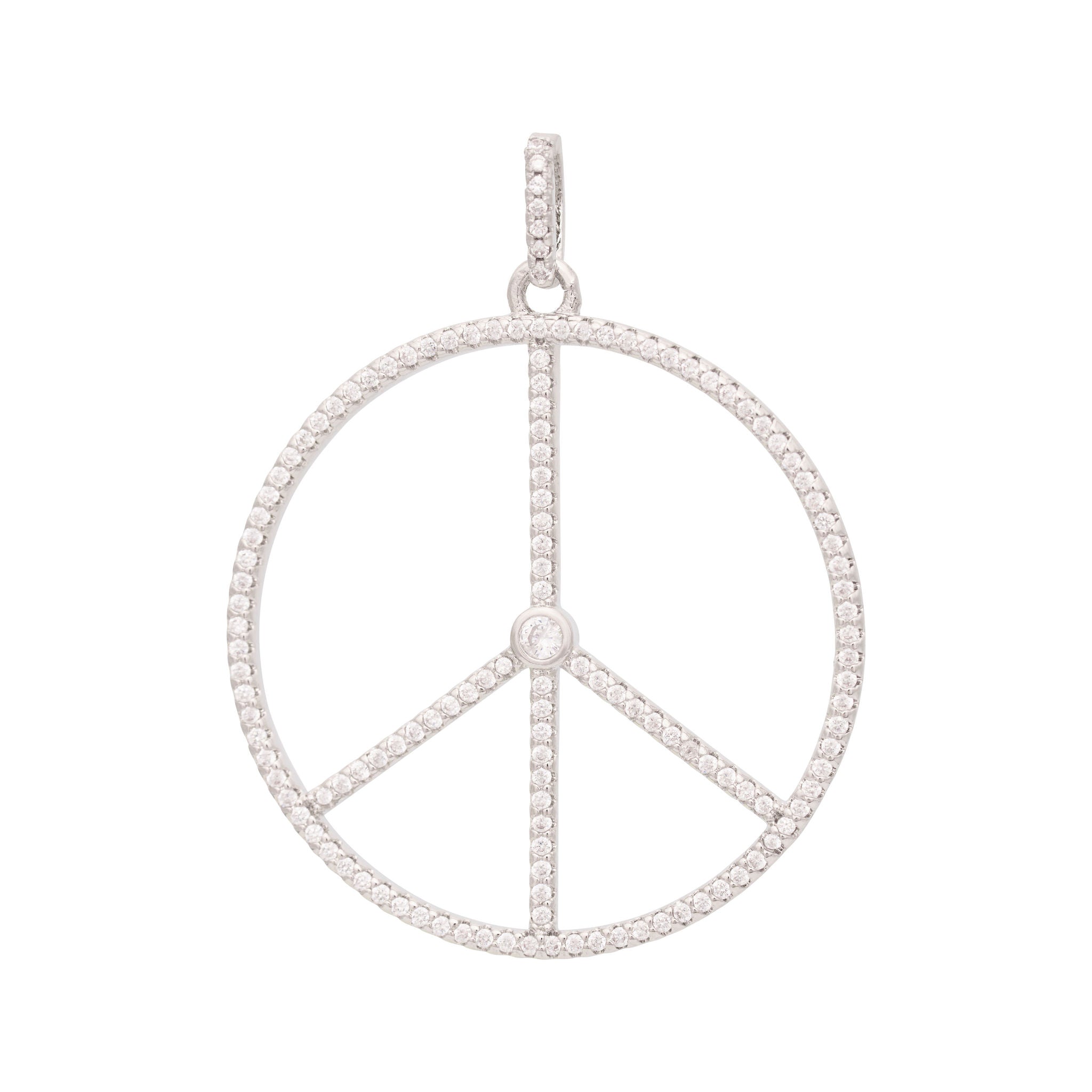 Silver Peace Zircon Charm