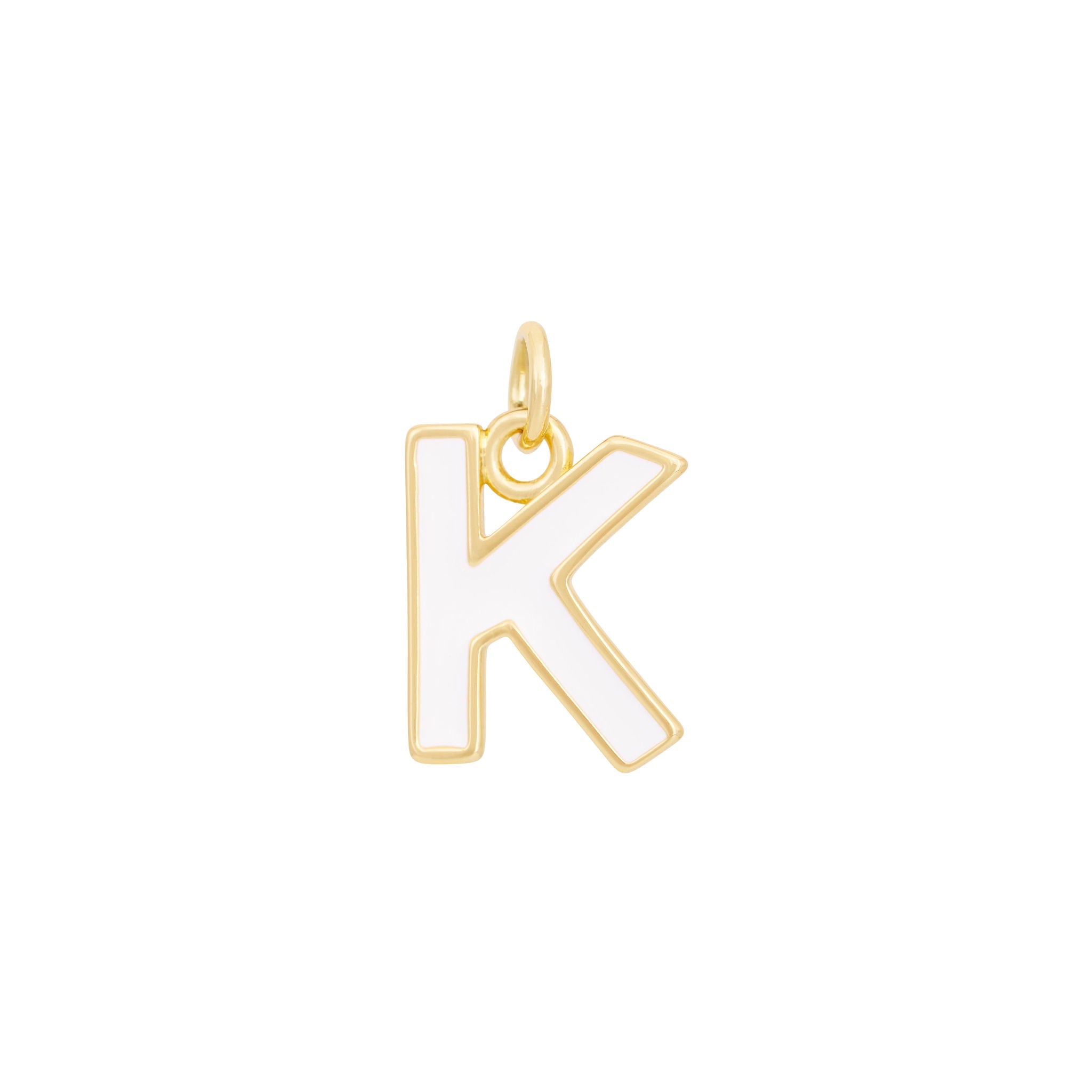White & Gold Letter Charms A-Z