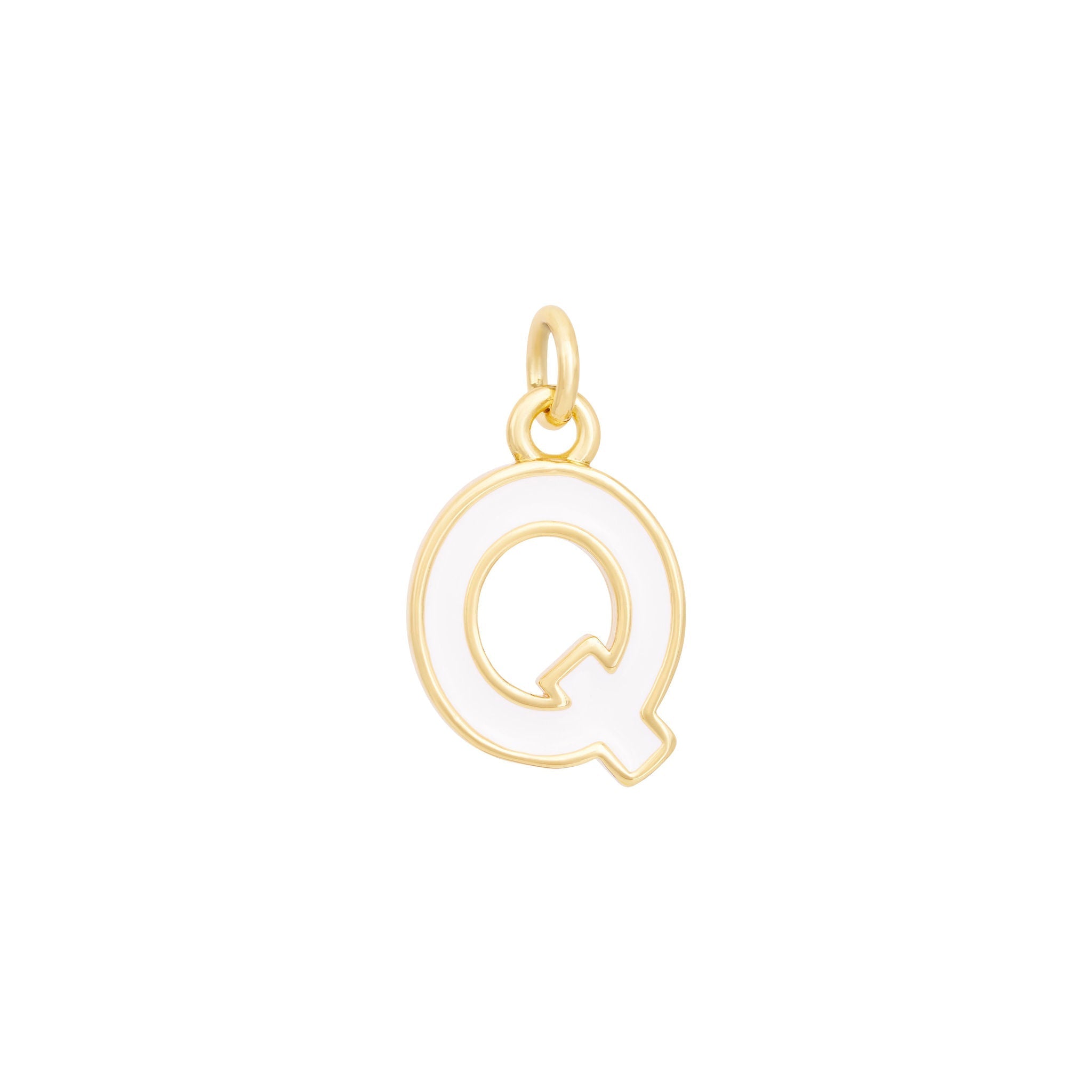 White Gold letter Q#Color_White