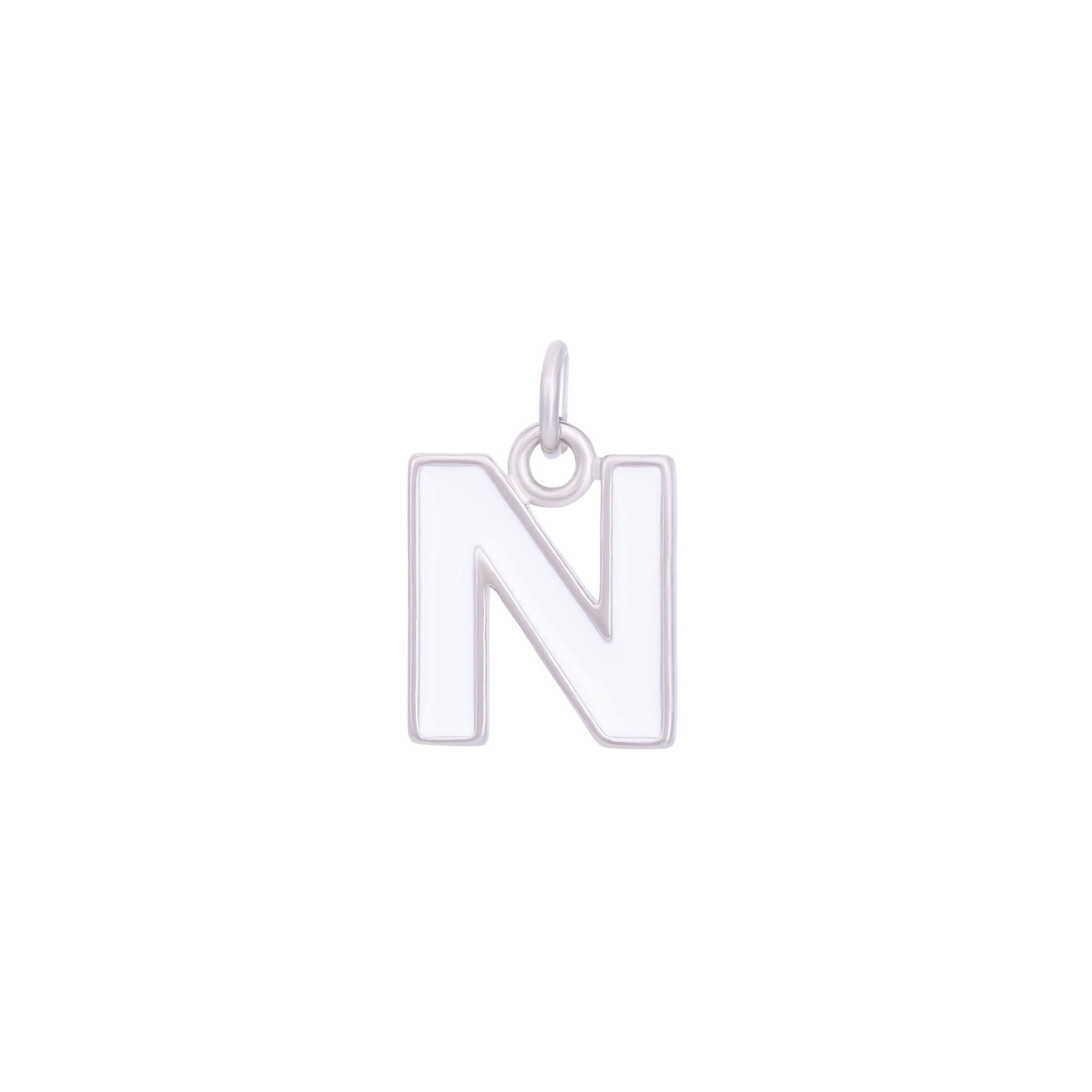 White Silver letter N#Color_White