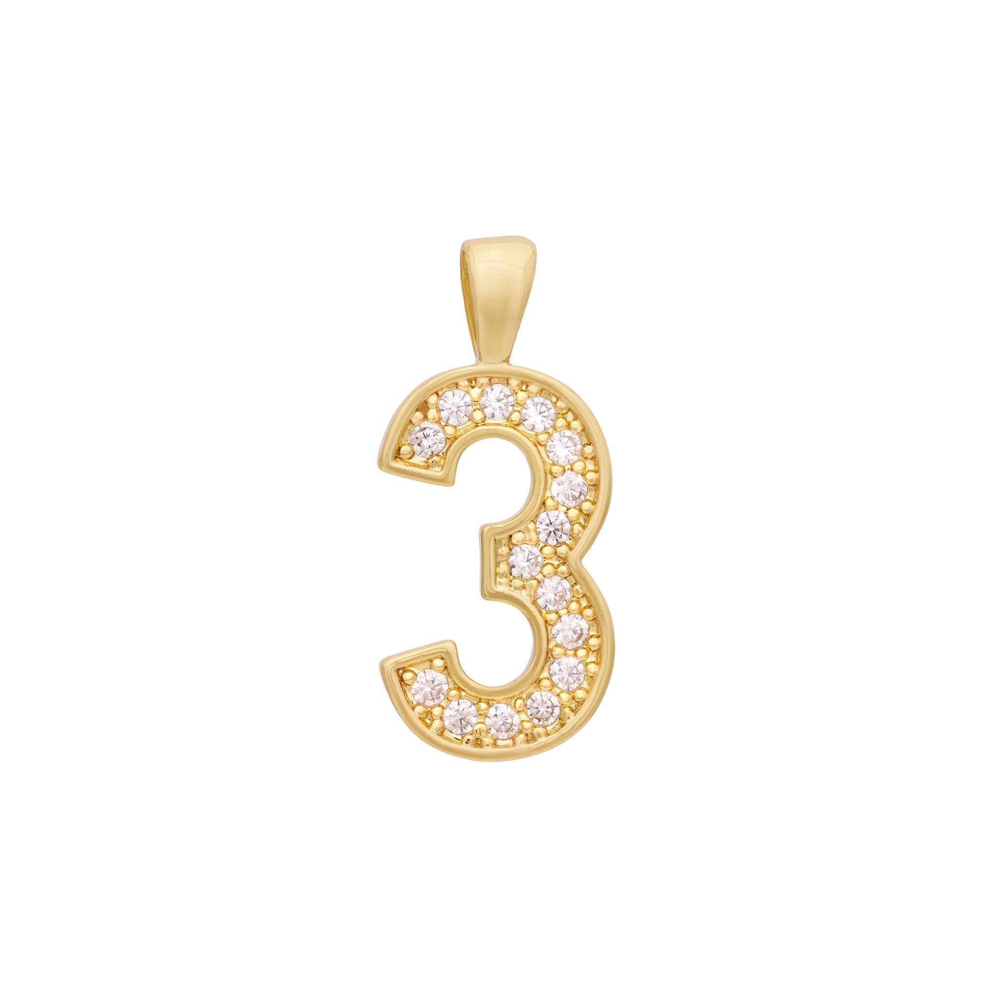 Zircon Number Charm Gold