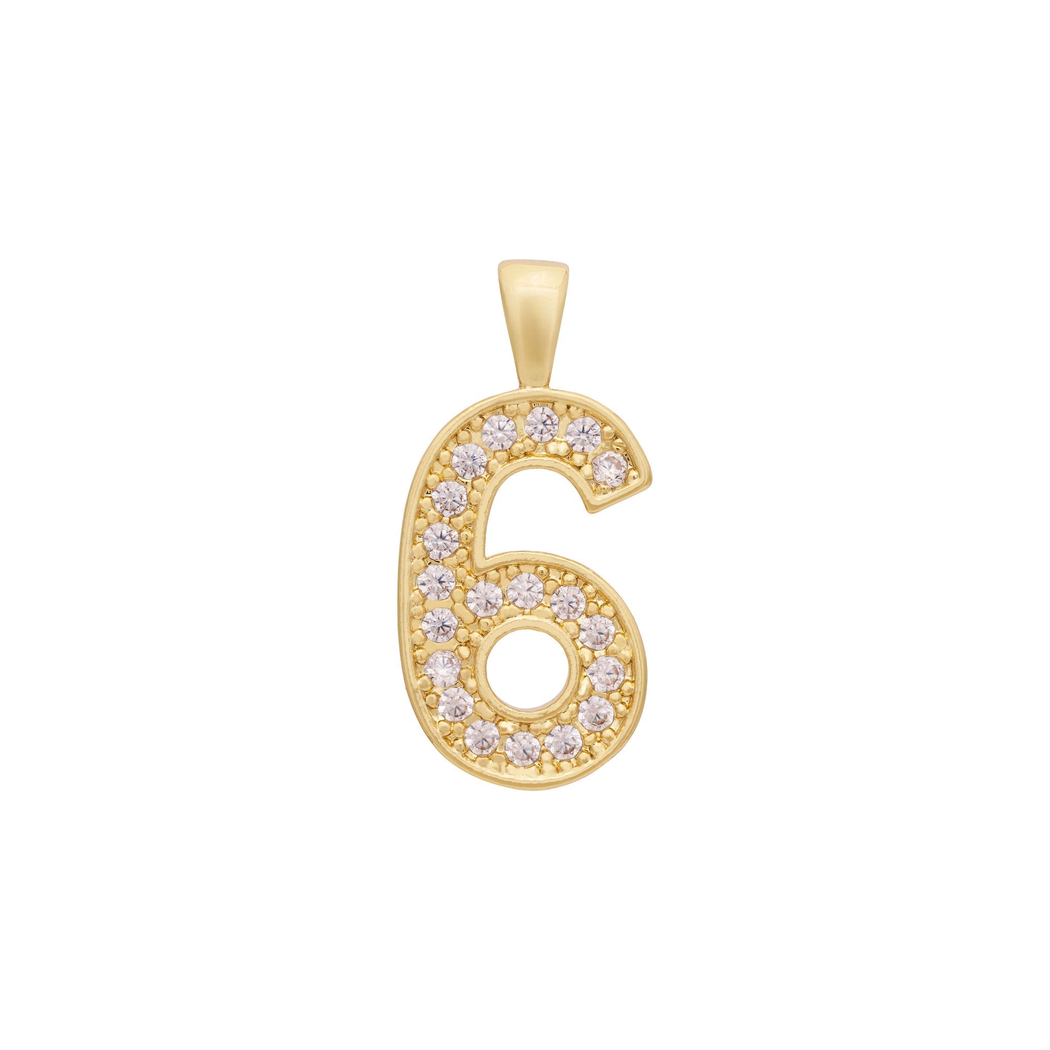 Zircon Number Charm Gold