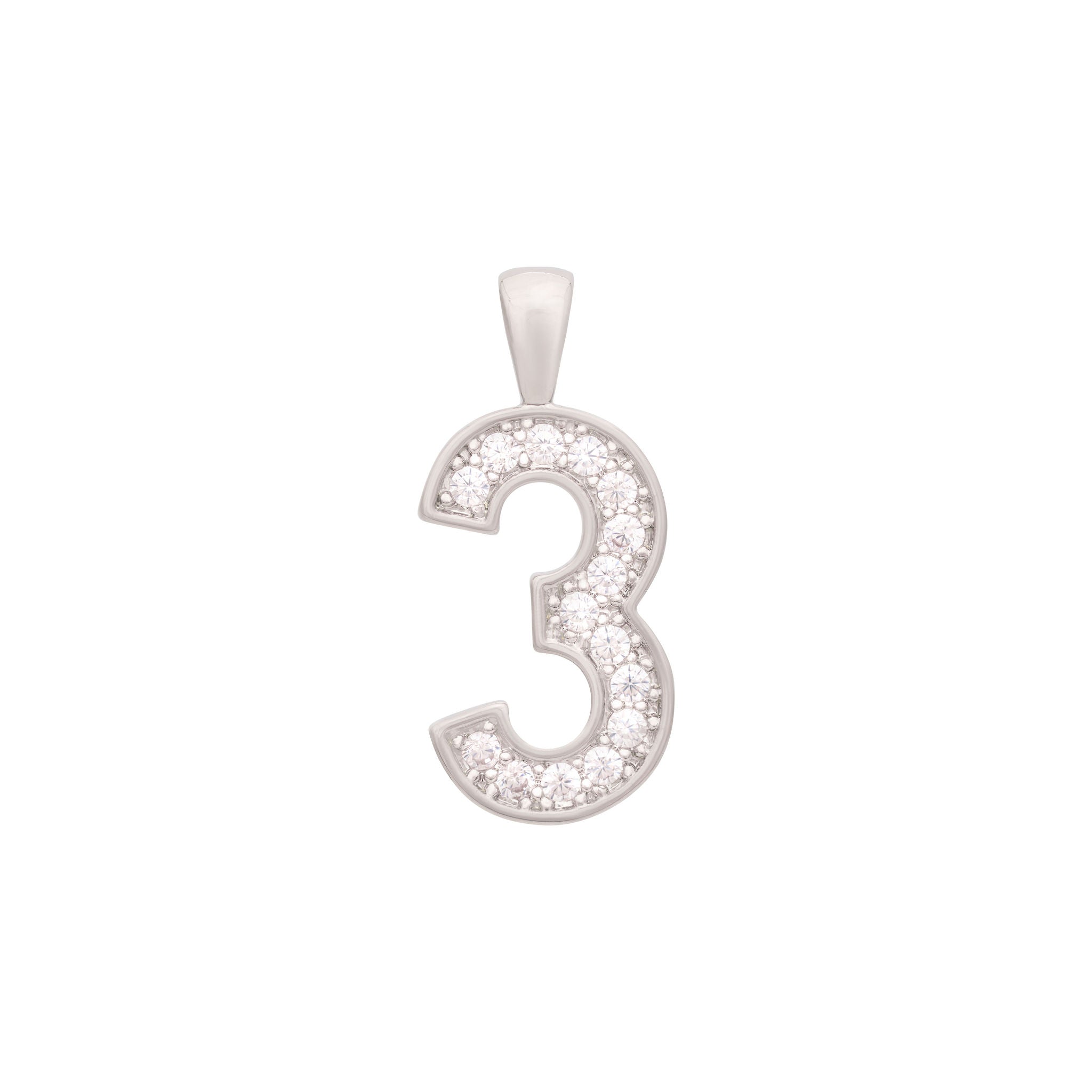 Zircon Number Charm Silver