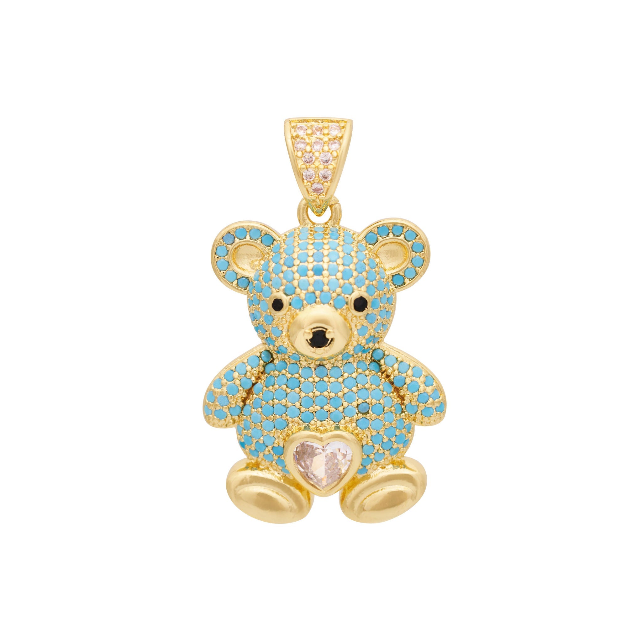Zircon & Gold Teddy Bear Charm