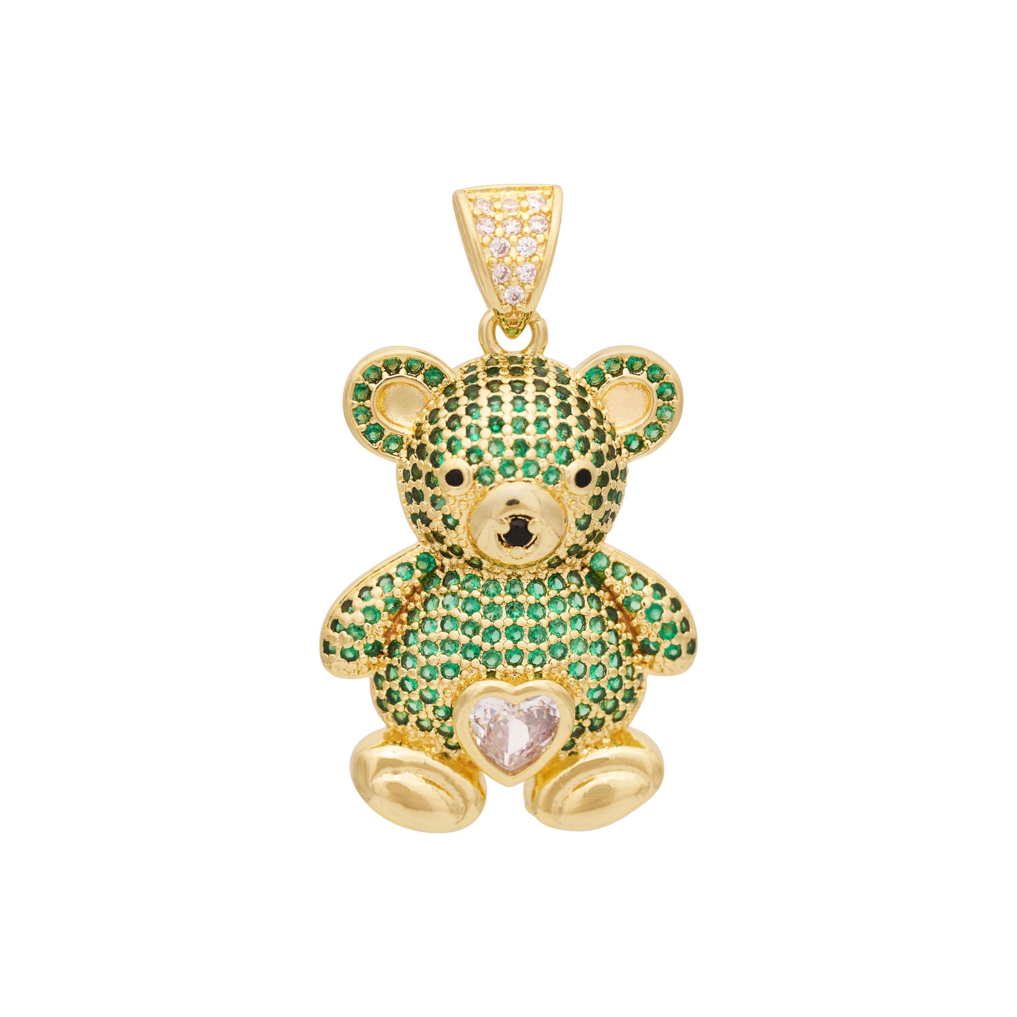 Zircon & Gold Teddy Bear Charm