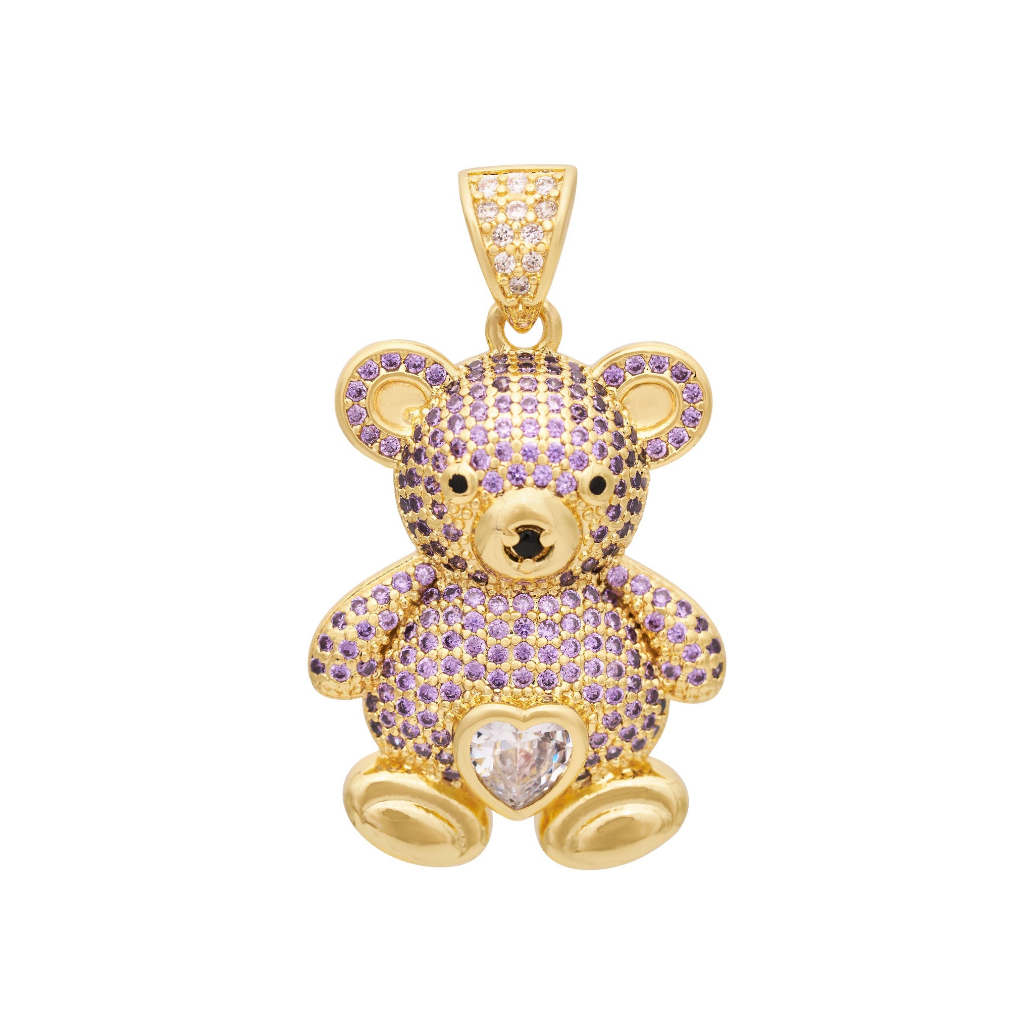 Zircon & Gold Teddy Bear Charm