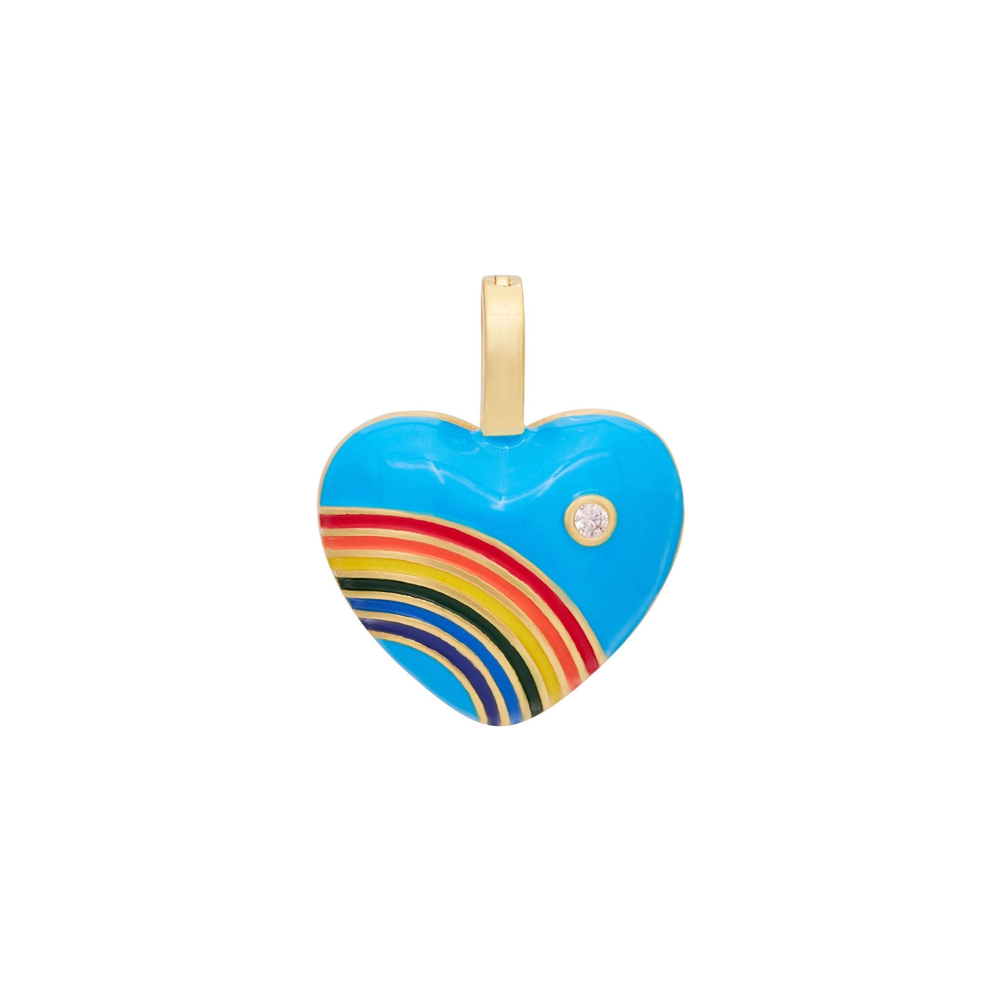 Rainbow Heart Charm - Gold