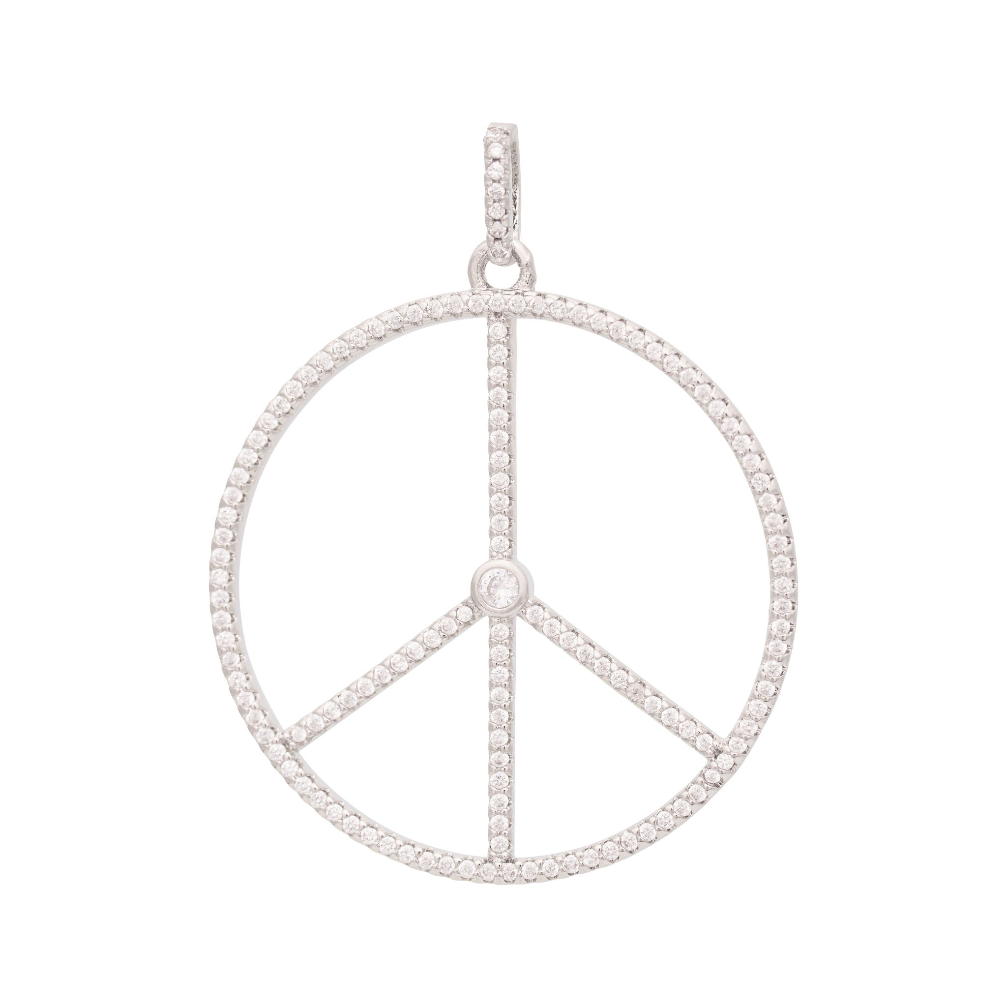 Peace Zircon Charm - Silver