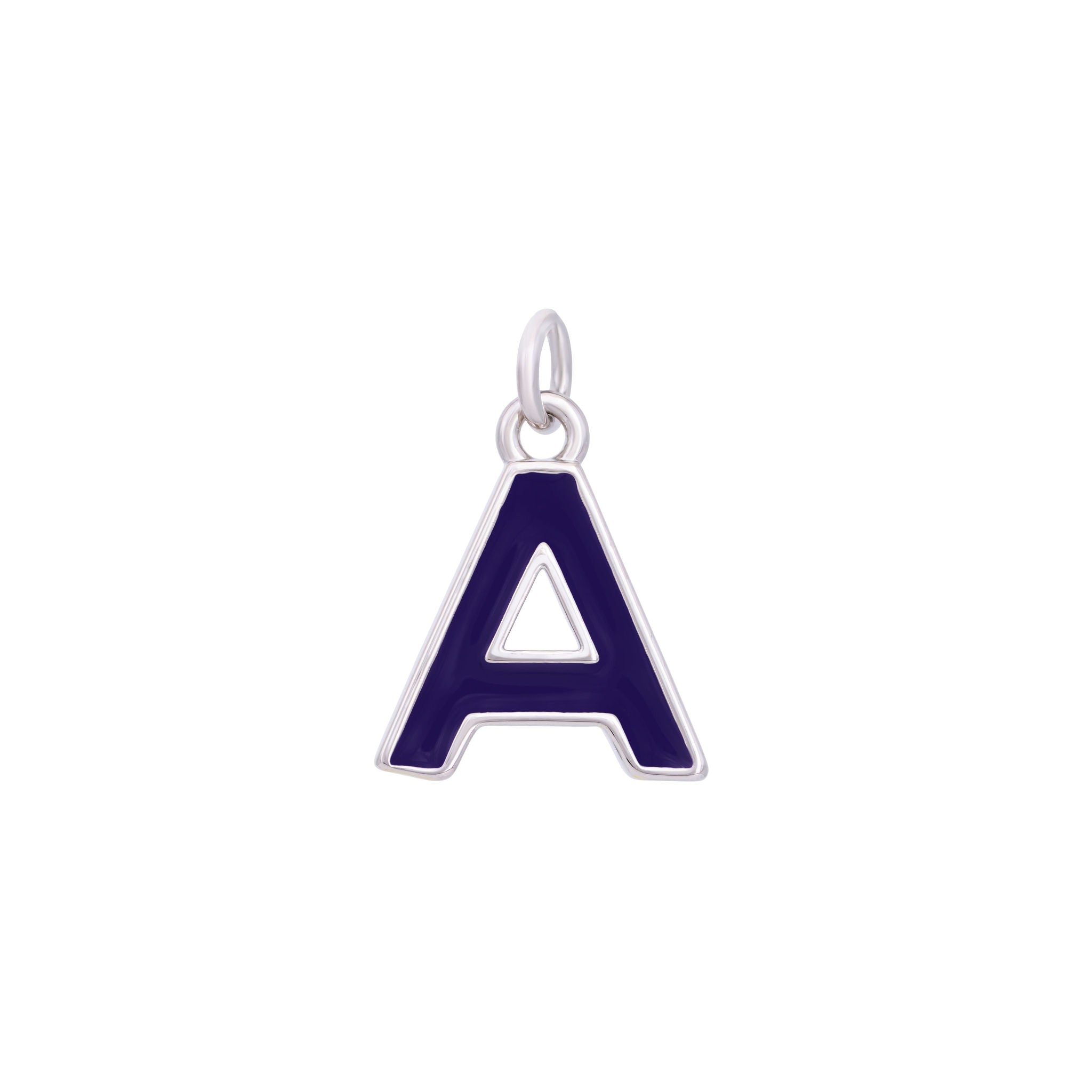 Dark Purple Enamel Letter Charms A-Z - Silver