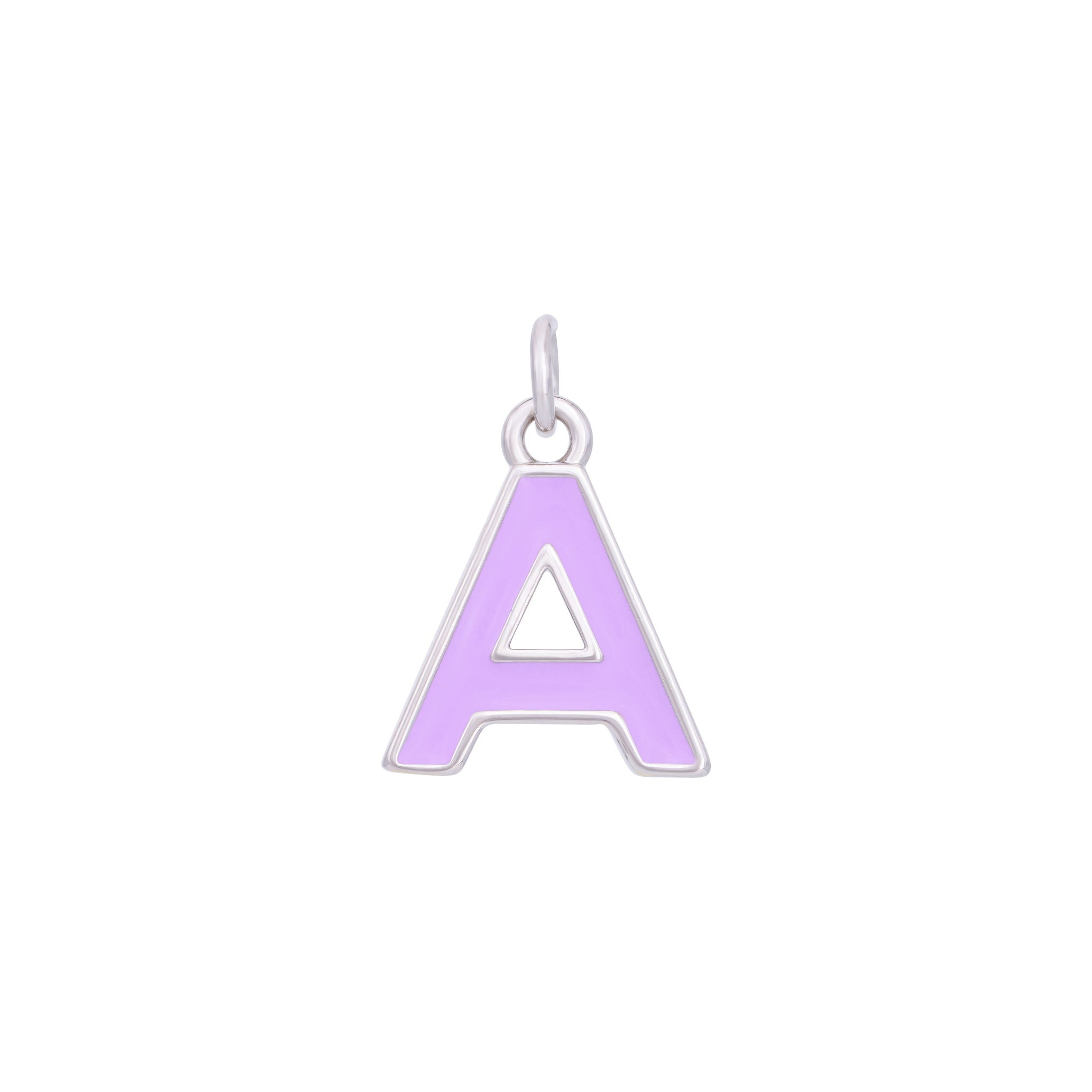Purple Enamel Letter Charms A-Z - Silver
