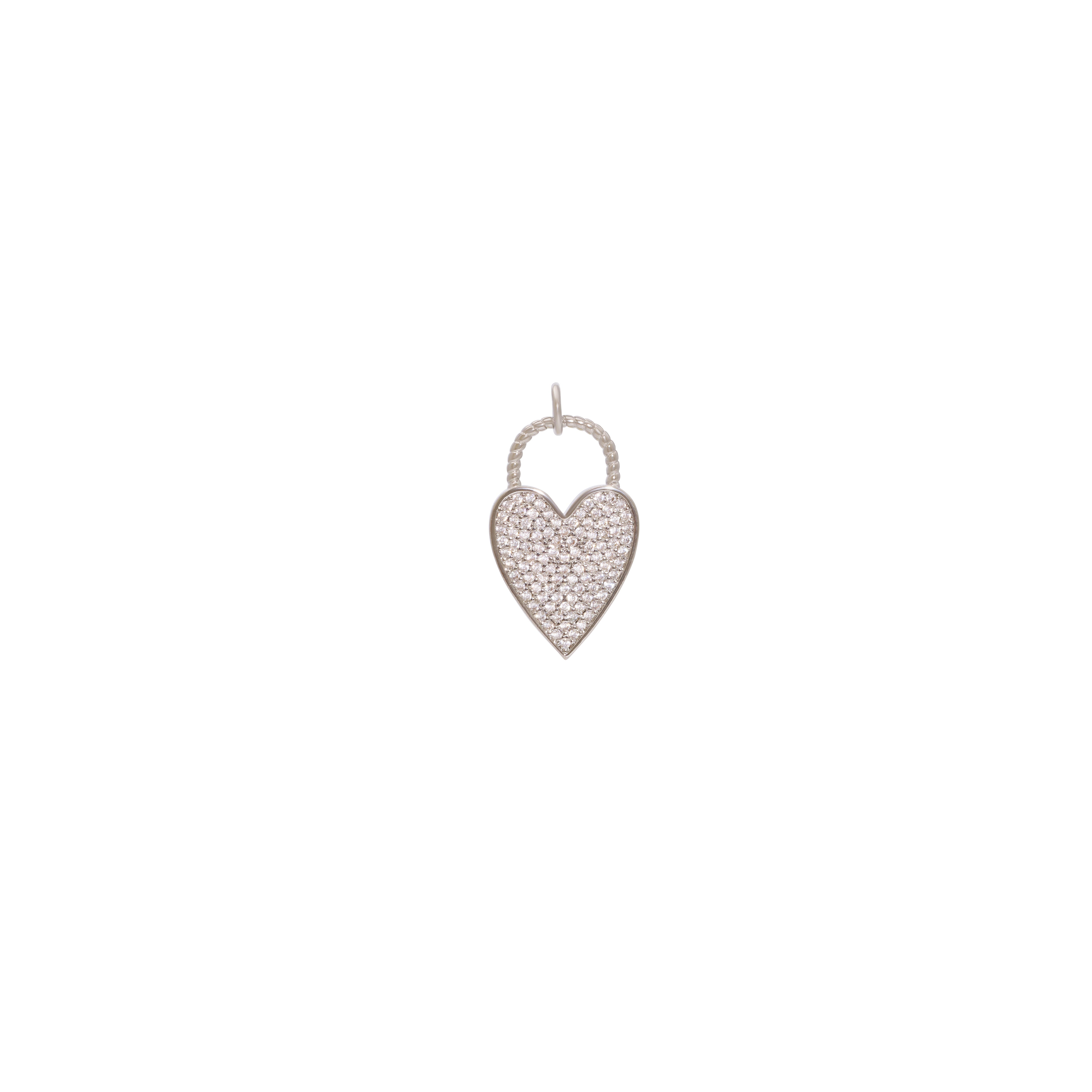 Zircon Locket Heart Charm Gold or Silver