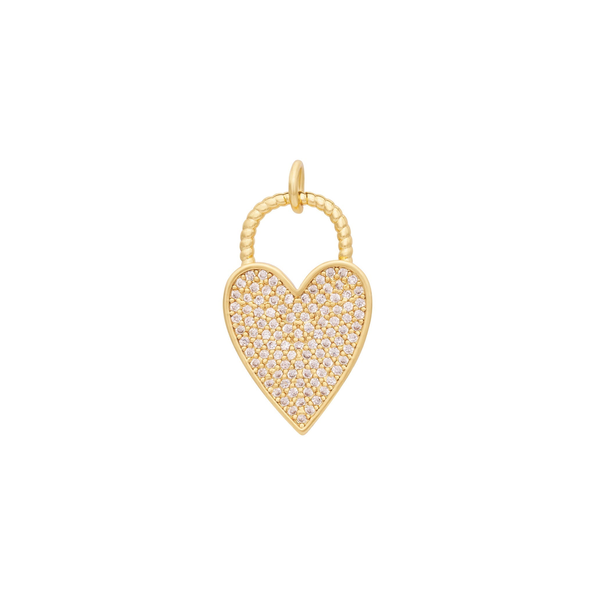 Zircon Locket Heart Charm - Gold