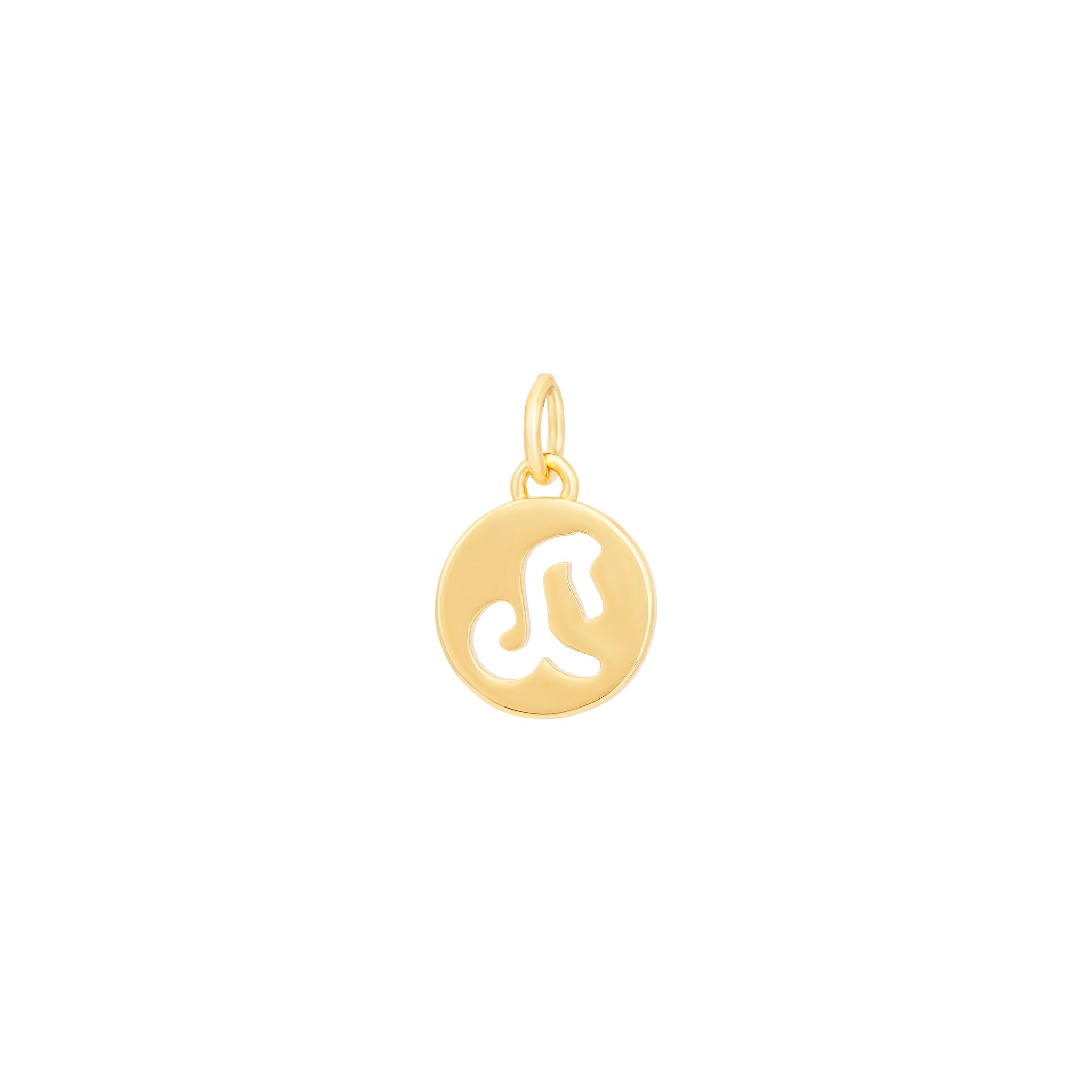 Introducing the Capricorn Charm - Gold by The Ends, featuring a cut-out design of the Capricorn zodiac symbol in the center. Perfect for adding a unique touch to any curated collection, this charming pendant also includes a small loop at the top for easy attachment to a chain.