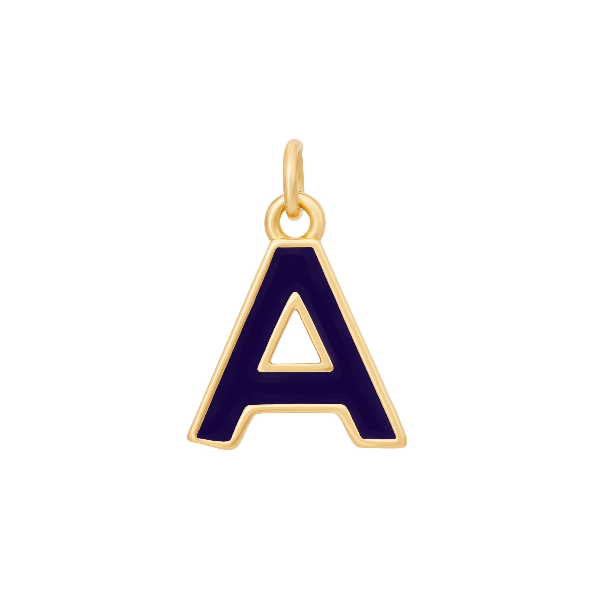 Dark Purple Enamel Letter Charms A-Z - Gold