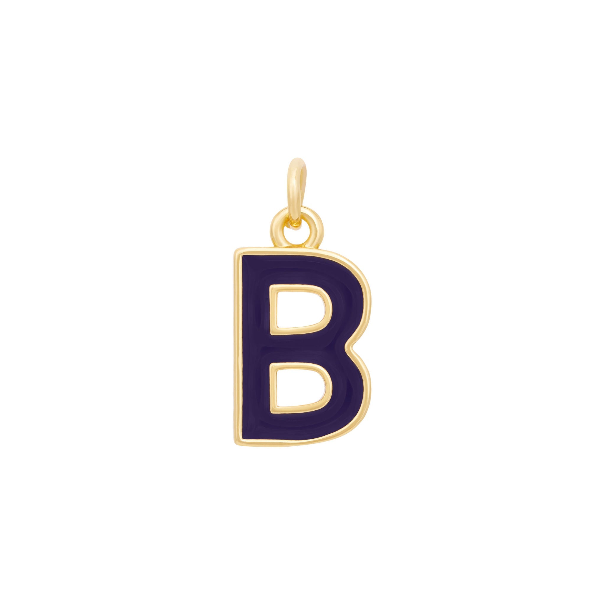 Dark Purple Enamel Letter Charms A-Z - Gold