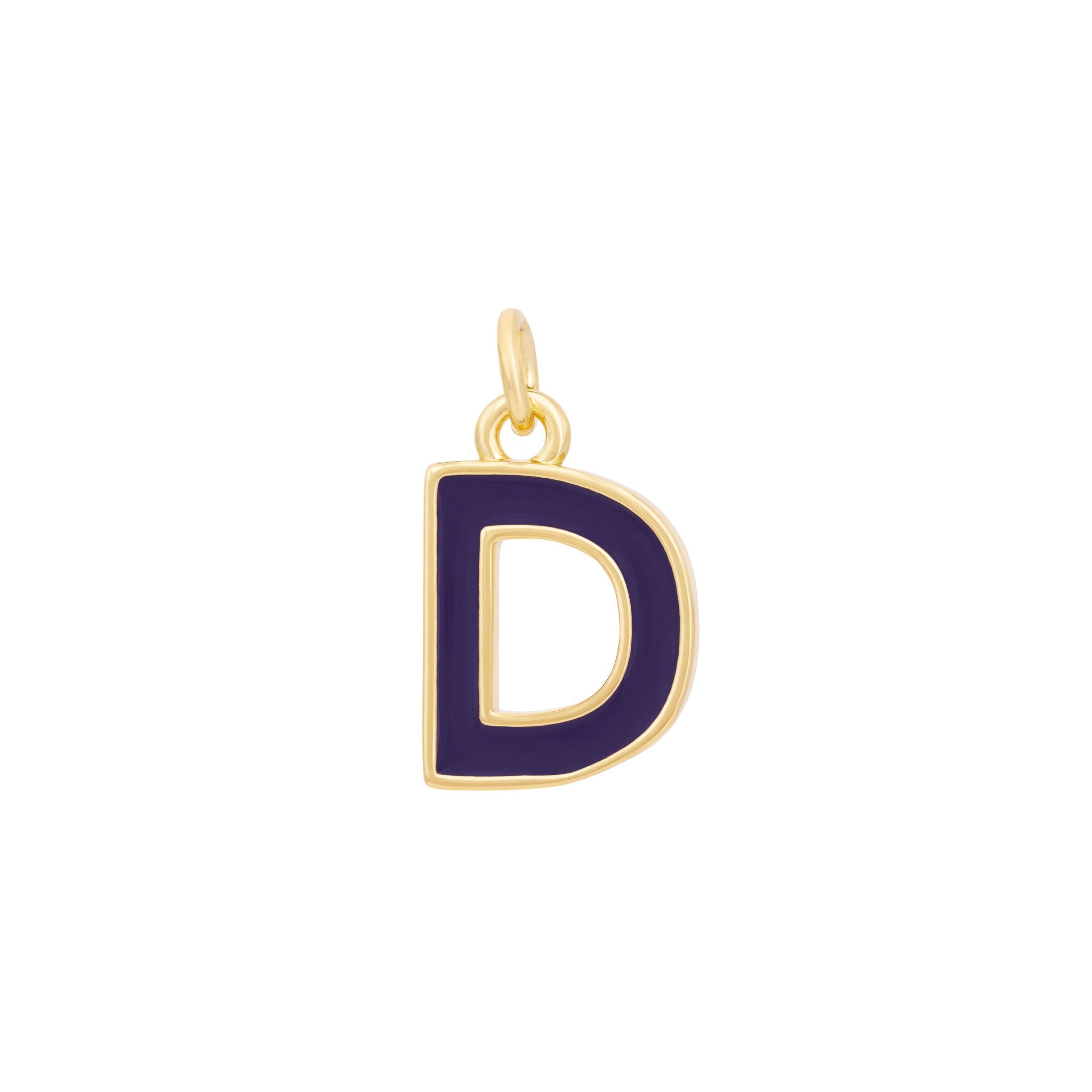 Dark Purple Enamel Letter Charms A-Z - Gold