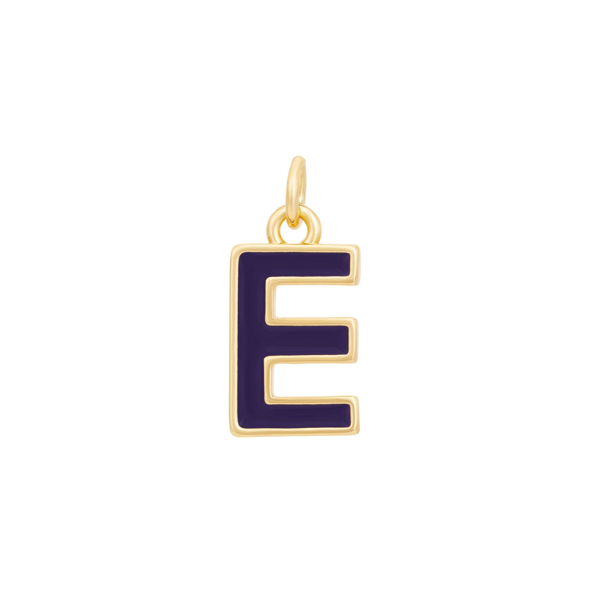 Dark Purple Enamel Letter Charms A-Z - Gold