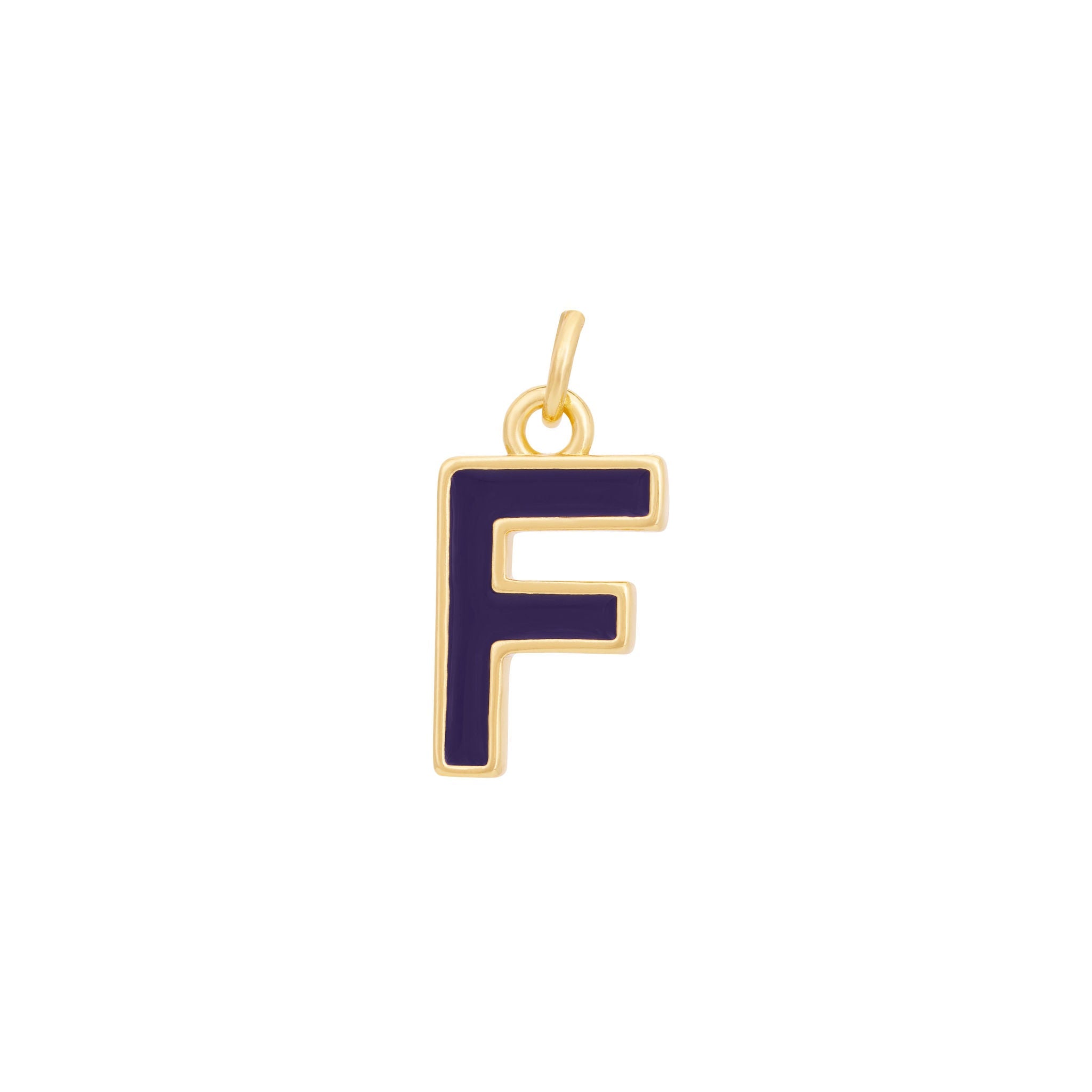 Dark Purple Enamel Letter Charms A-Z - Gold