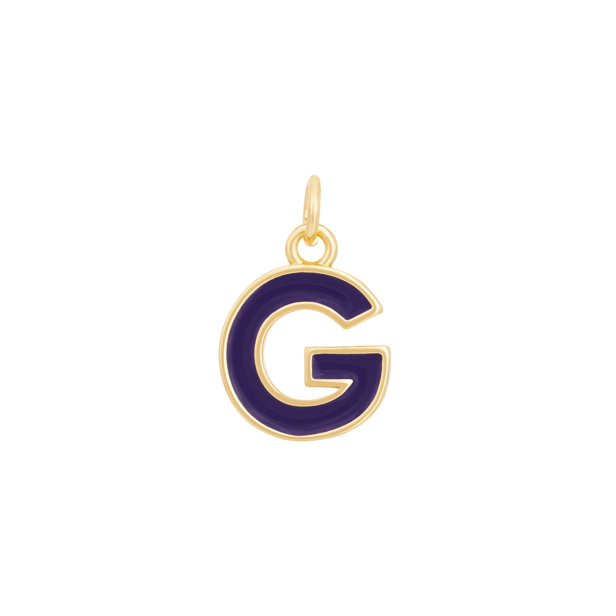 Dark Purple Enamel Letter Charms A-Z - Gold