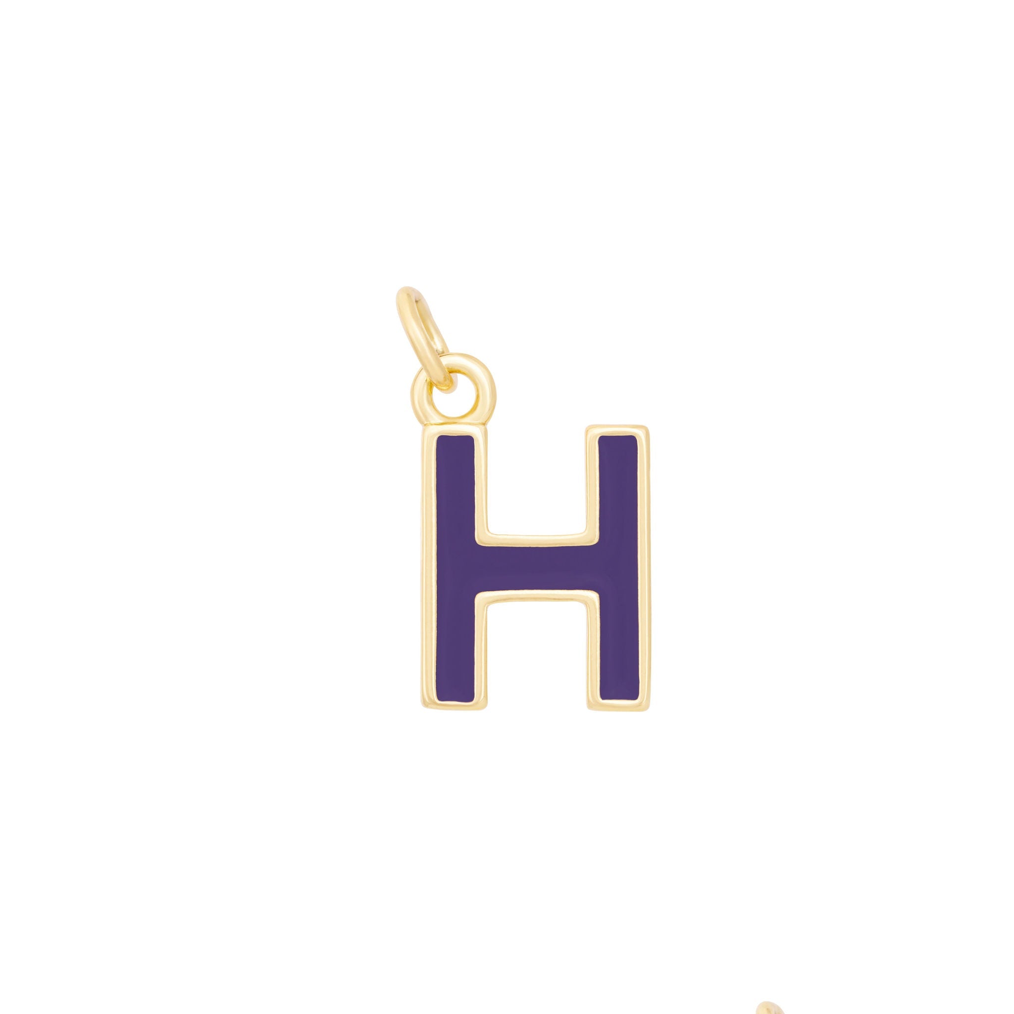 Dark Purple Enamel Letter Charms A-Z - Gold