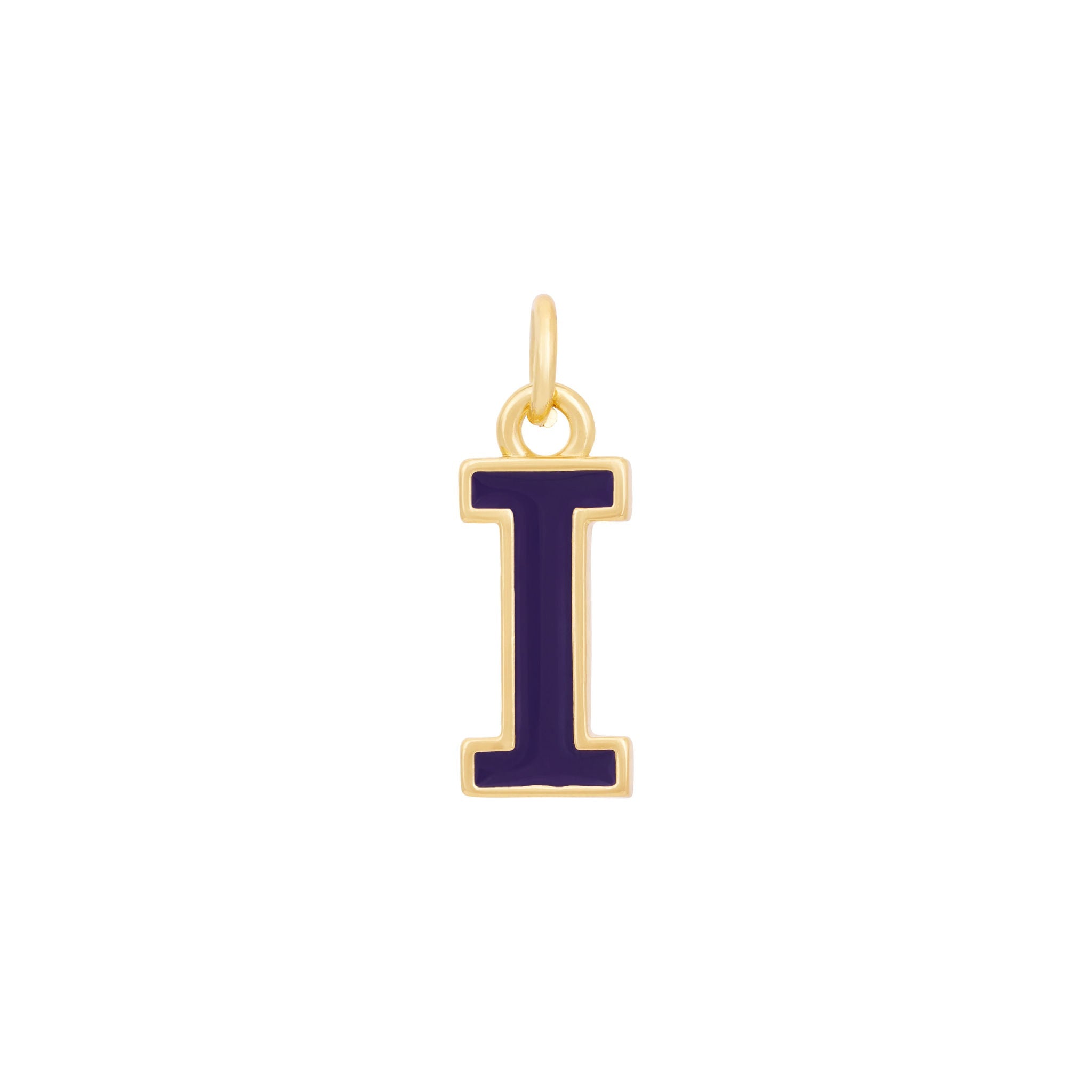 Dark Purple Enamel Letter Charms A-Z - Gold