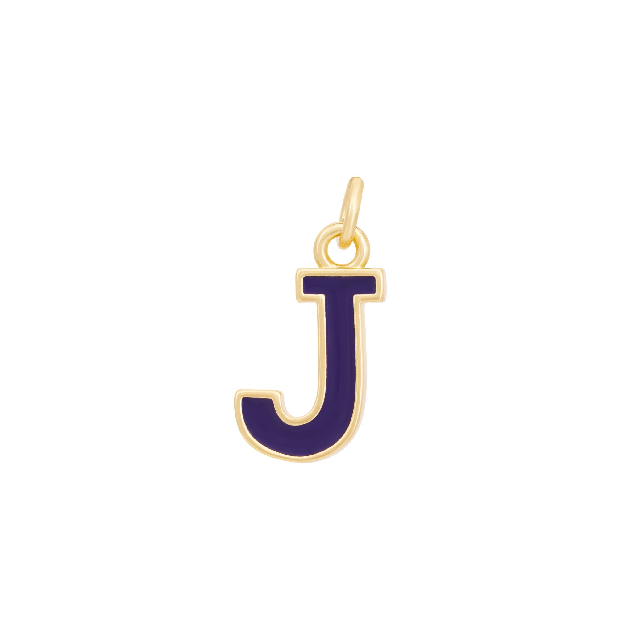 Dark Purple Enamel Letter Charms A-Z - Gold