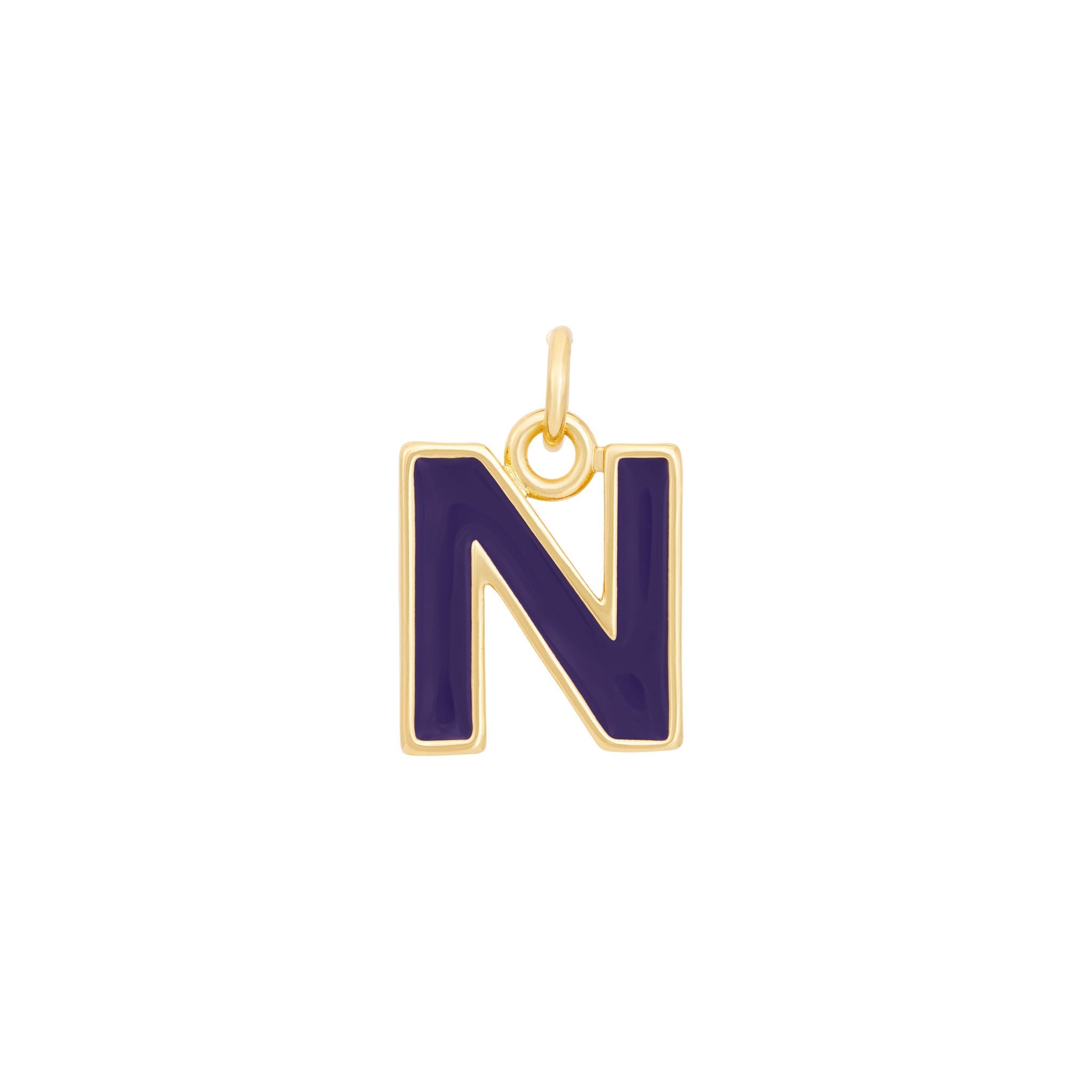 Dark Purple Enamel Letter Charms A-Z - Gold