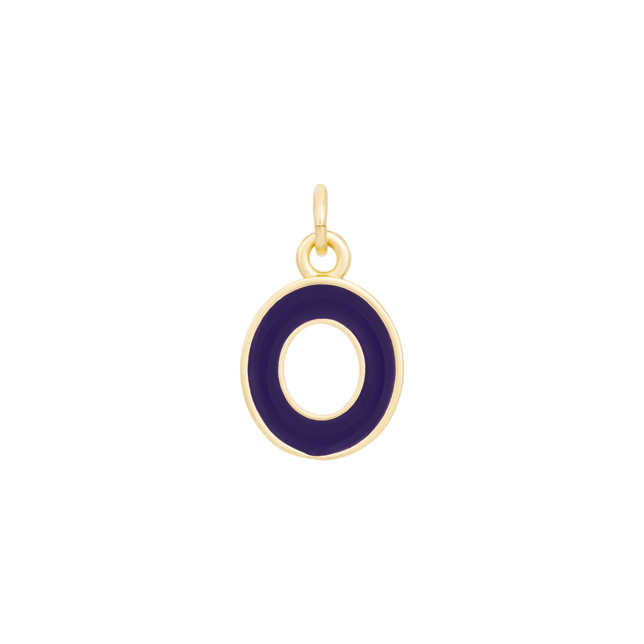 Dark Purple Enamel Letter Charms A-Z - Gold