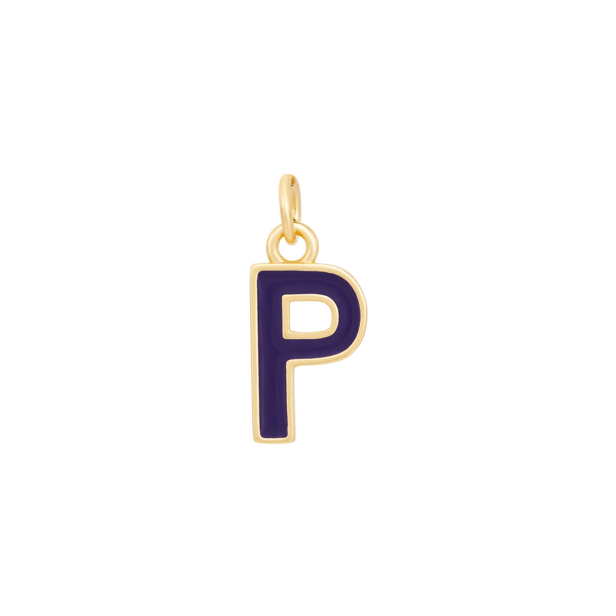 Dark Purple Enamel Letter Charms A-Z - Gold