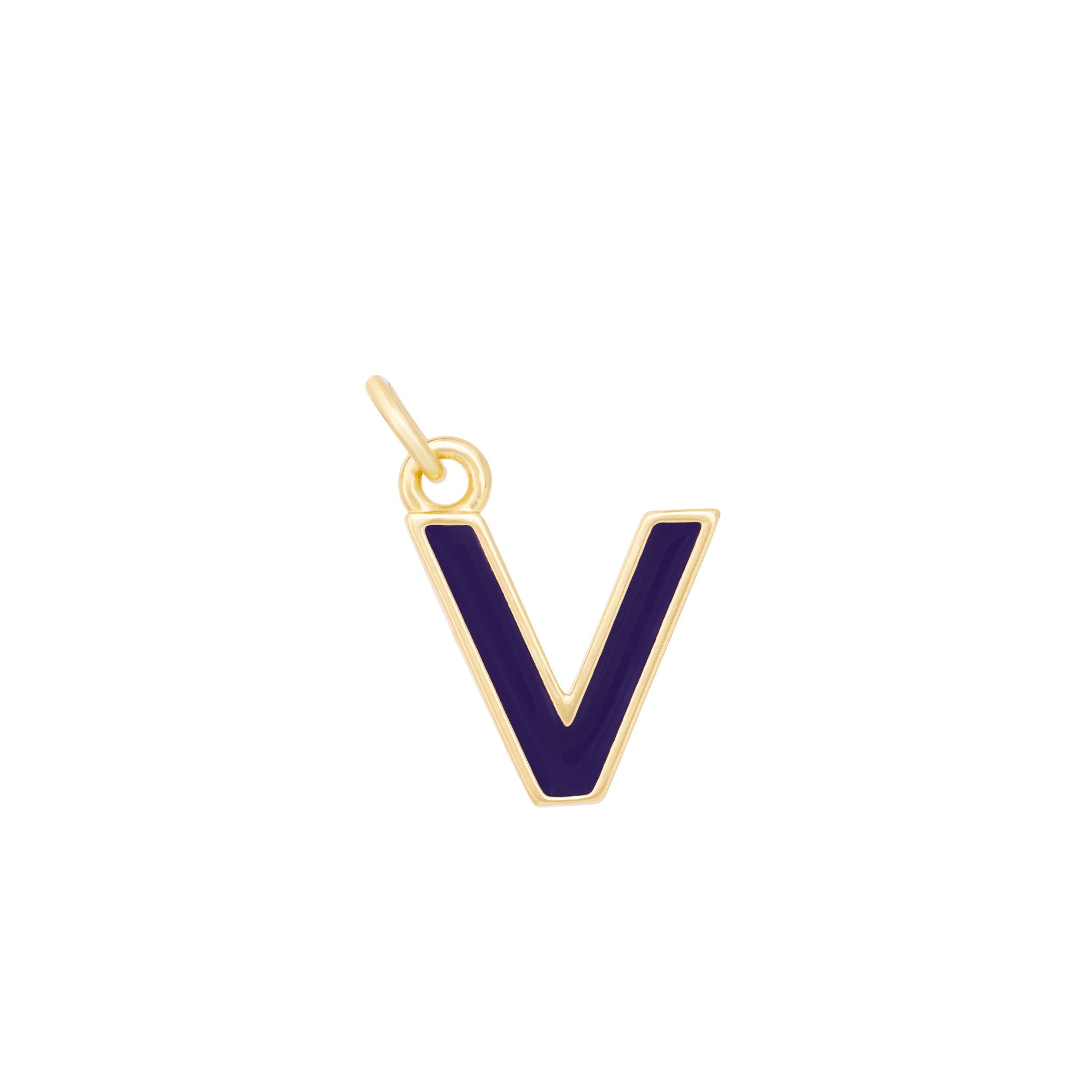 Dark Purple Enamel Letter Charms A-Z - Gold