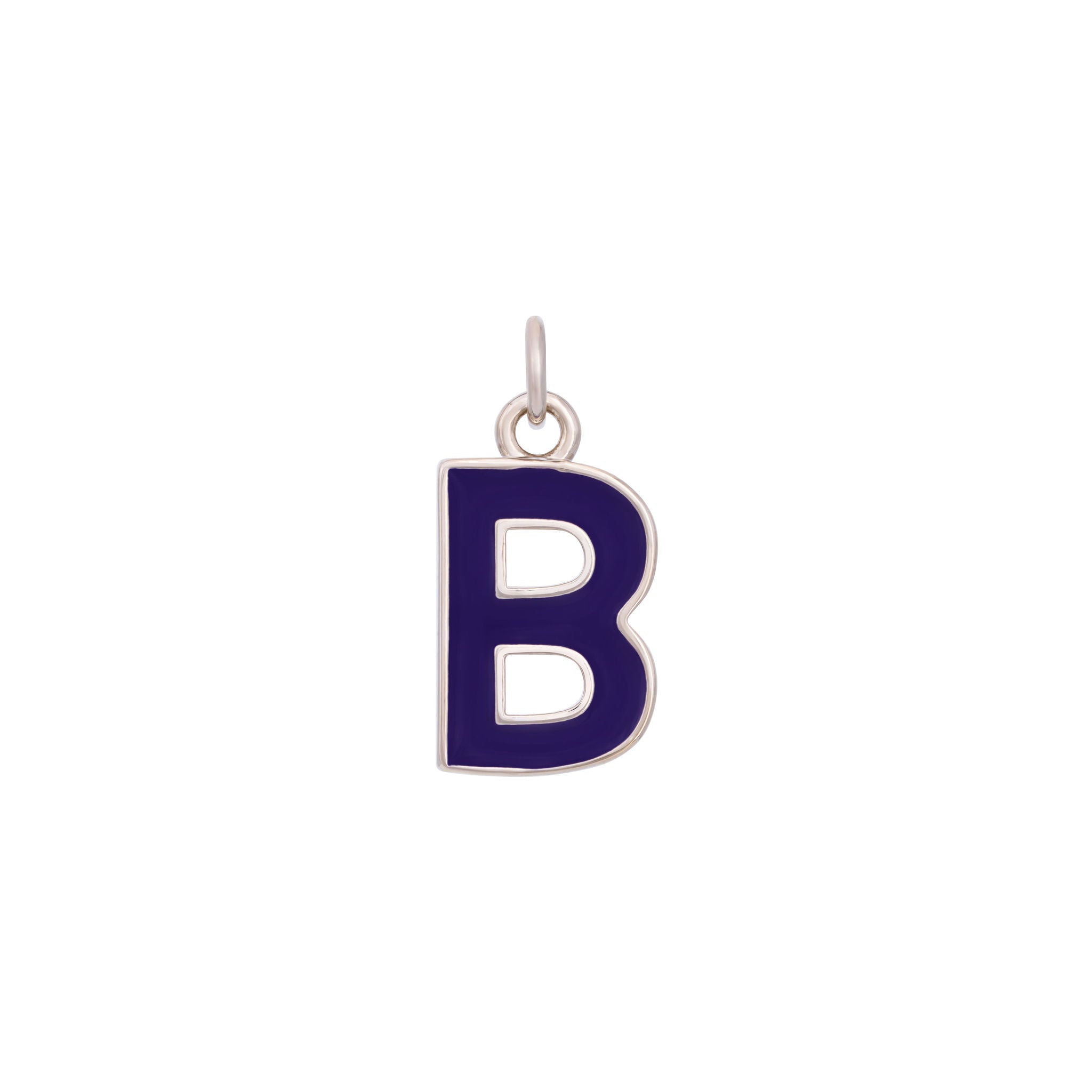 Dark Purple Enamel Letter Charms A-Z - Silver