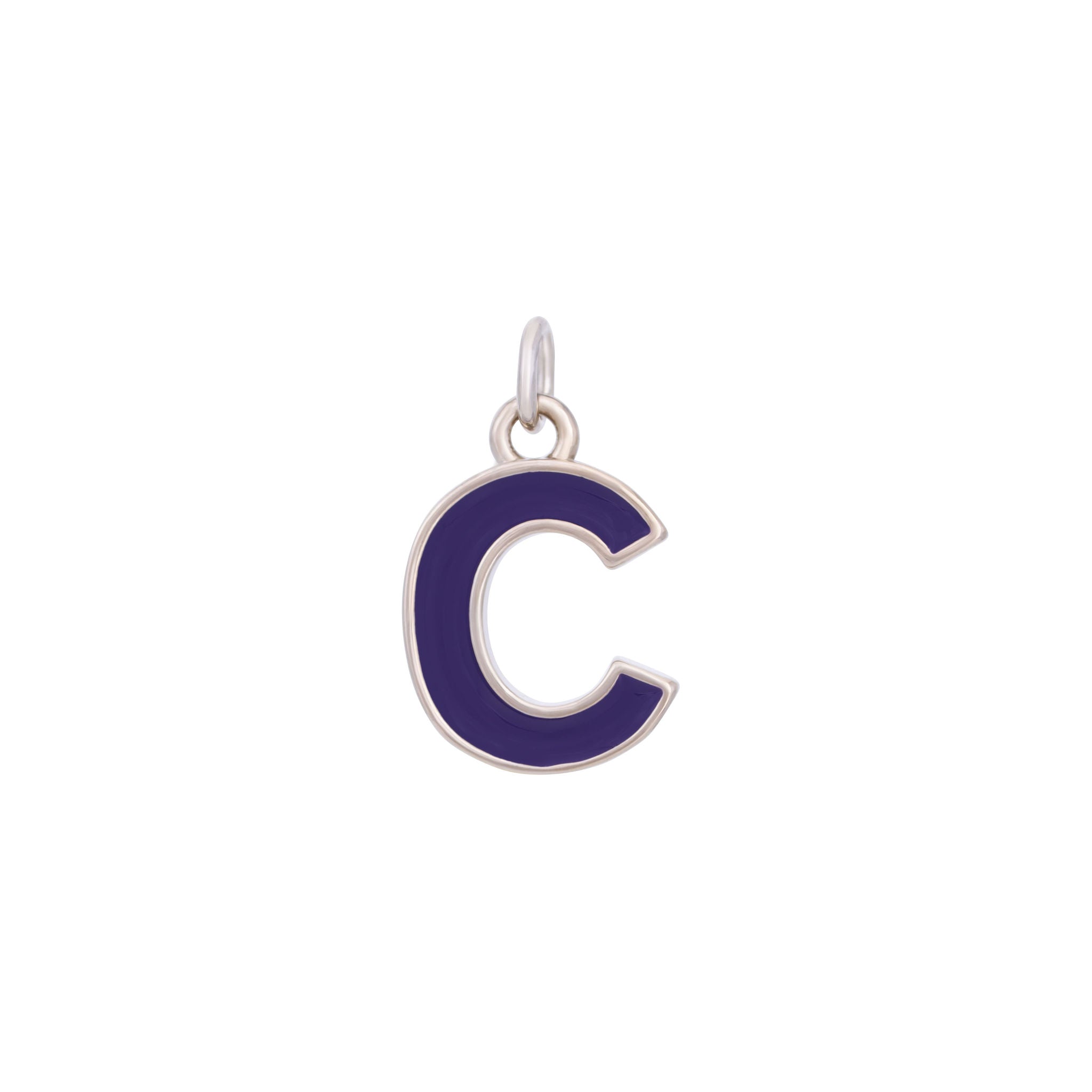 Dark Purple Enamel Letter Charms A-Z - Silver