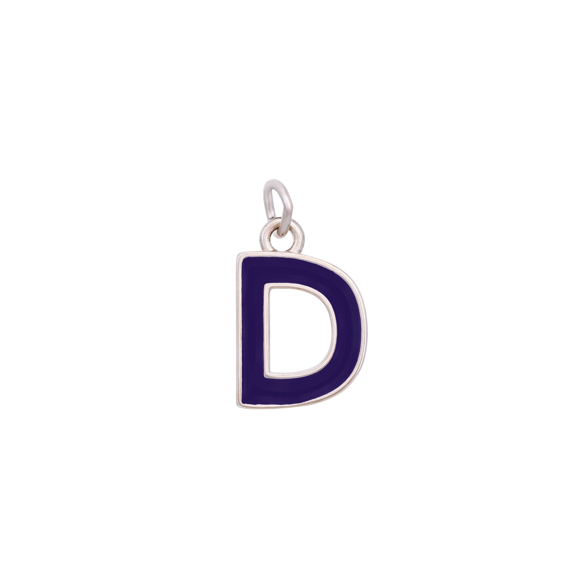 Dark Purple Enamel Letter Charms A-Z - Silver