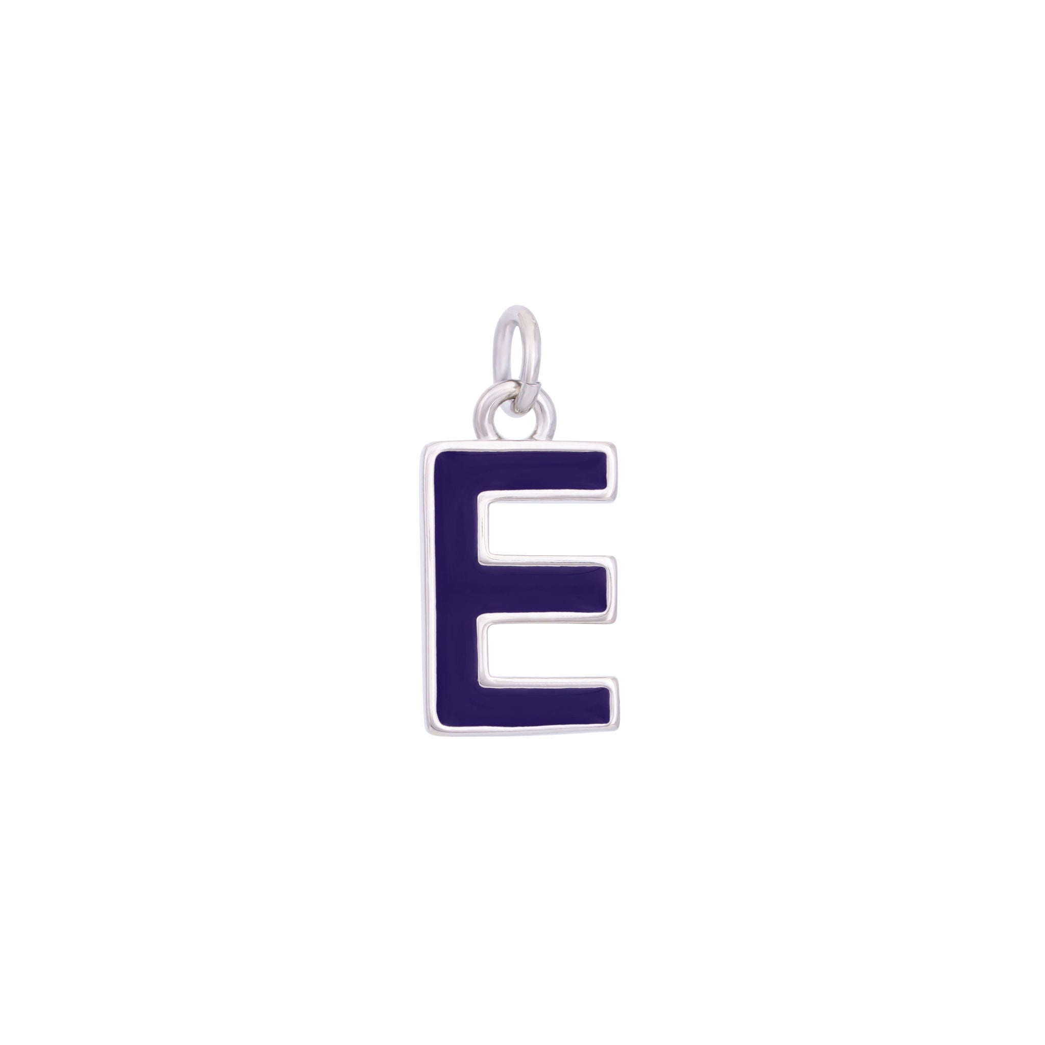 Dark Purple Enamel Letter Charms A-Z - Silver