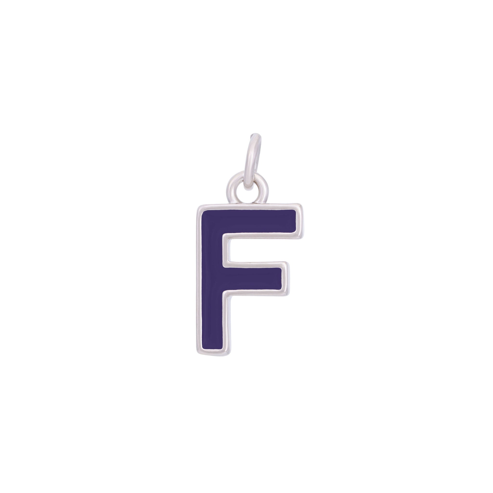 Dark Purple Enamel Letter Charms A-Z - Silver