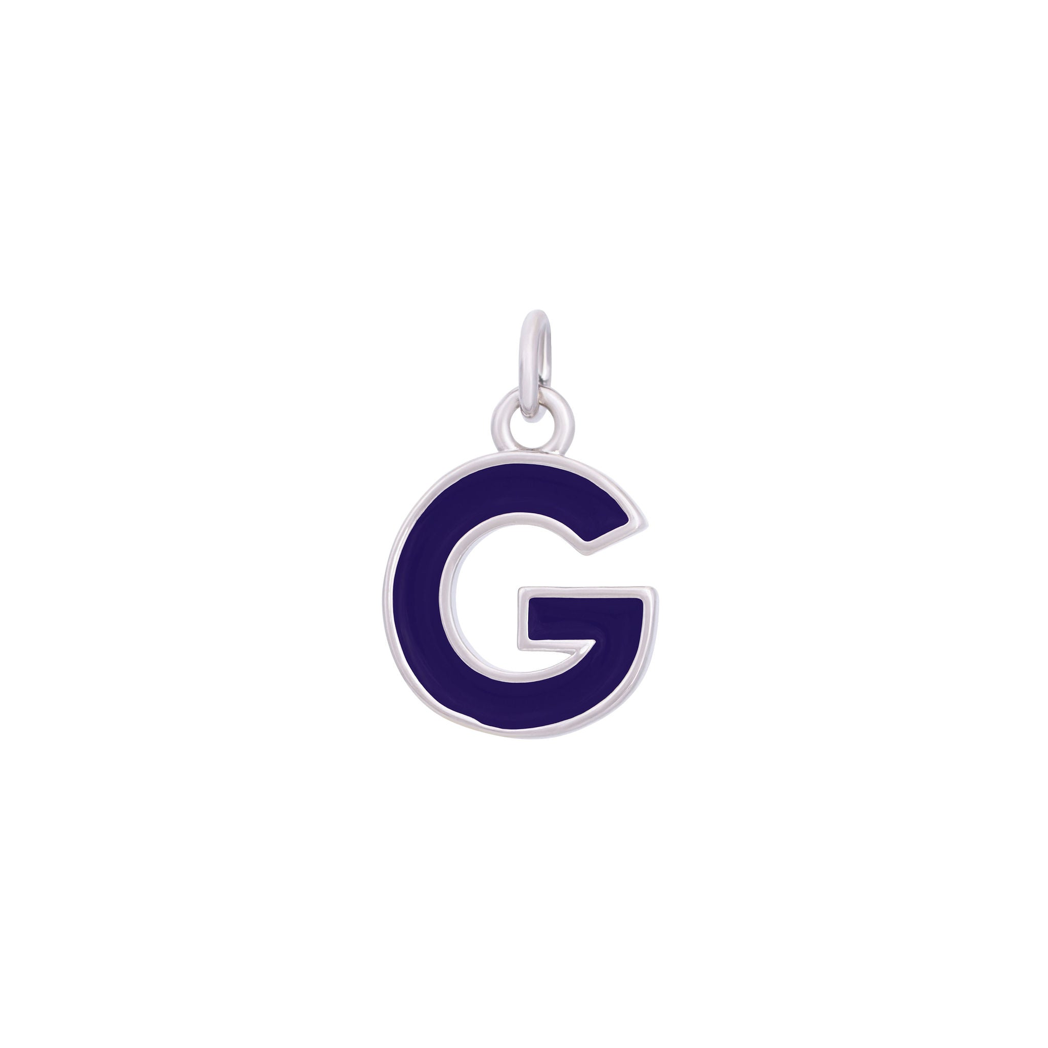 Dark Purple Enamel Letter Charms A-Z - Silver