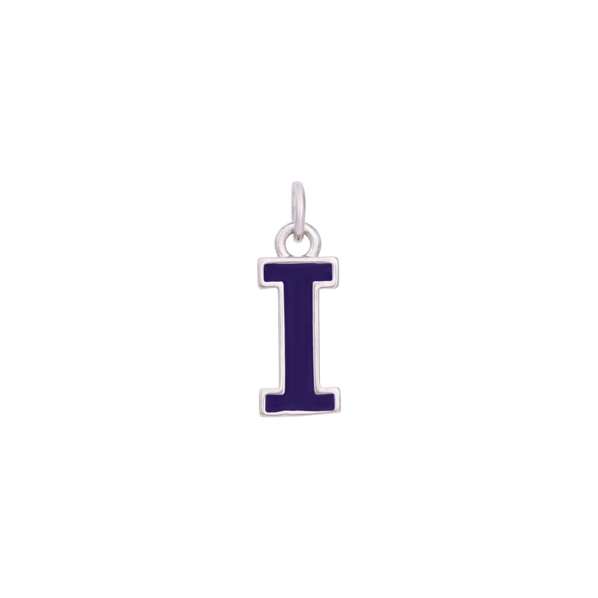 Dark Purple Enamel Letter Charms A-Z - Silver