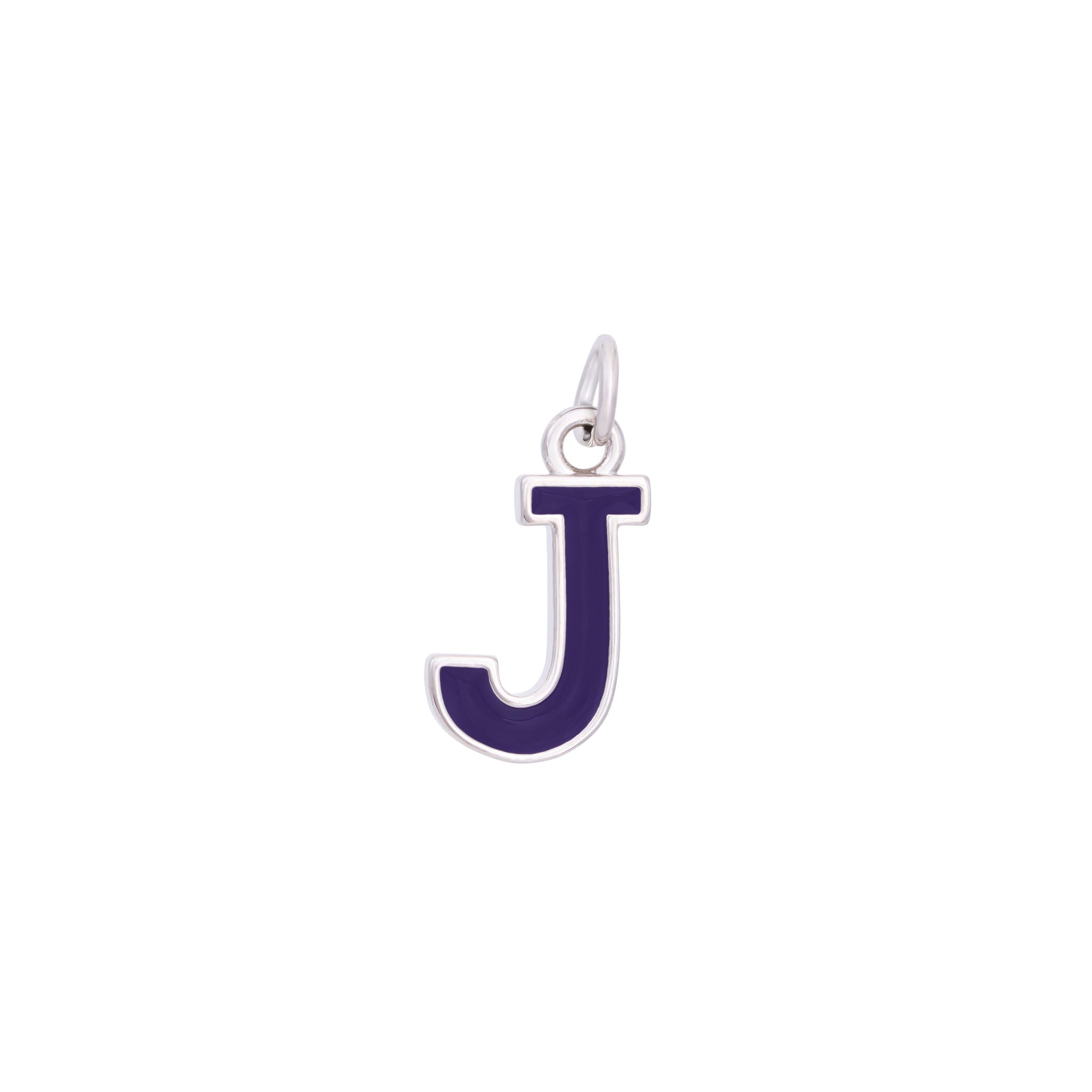 Dark Purple Enamel Letter Charms A-Z - Silver