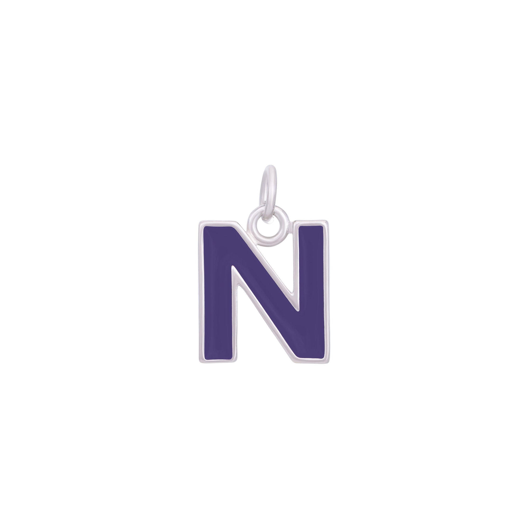 Dark Purple Enamel Letter Charms A-Z - Silver