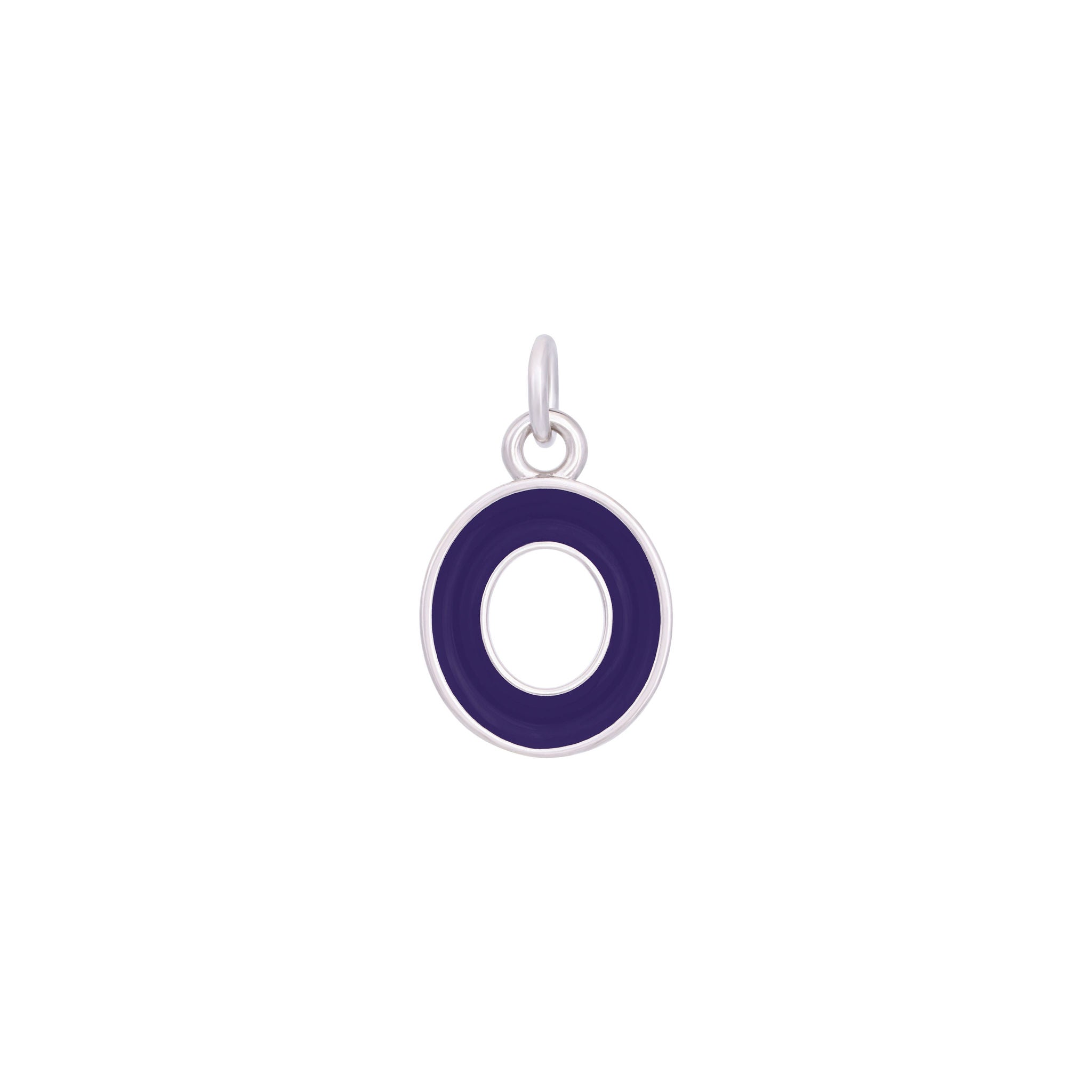 Dark Purple Enamel Letter Charms A-Z - Silver