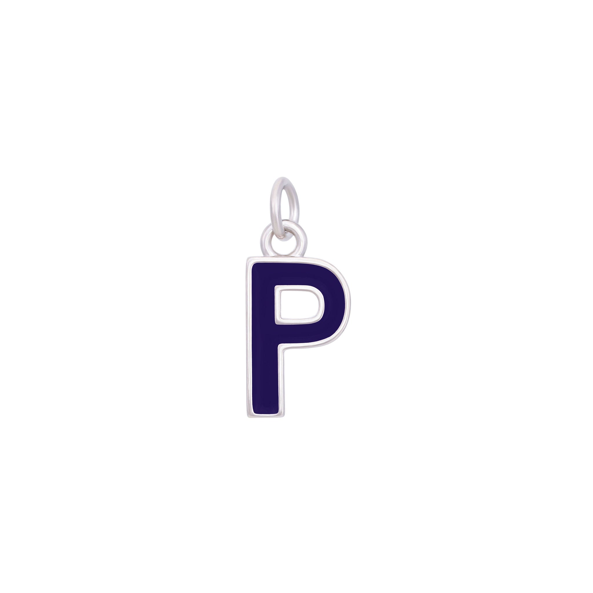 Dark Purple Enamel Letter Charms A-Z - Silver