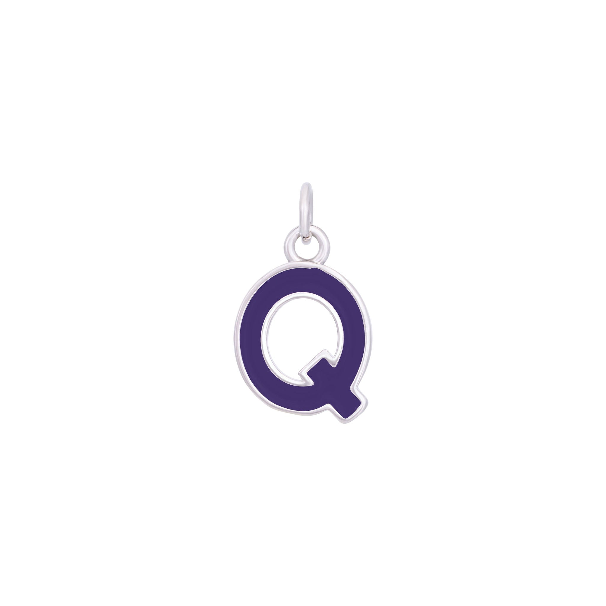 Dark Purple Enamel Letter Charms A-Z - Silver