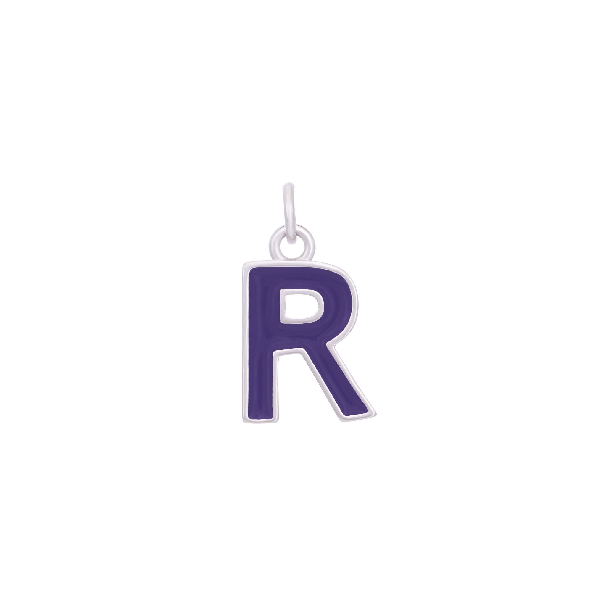 Dark Purple Enamel Letter Charms A-Z - Silver