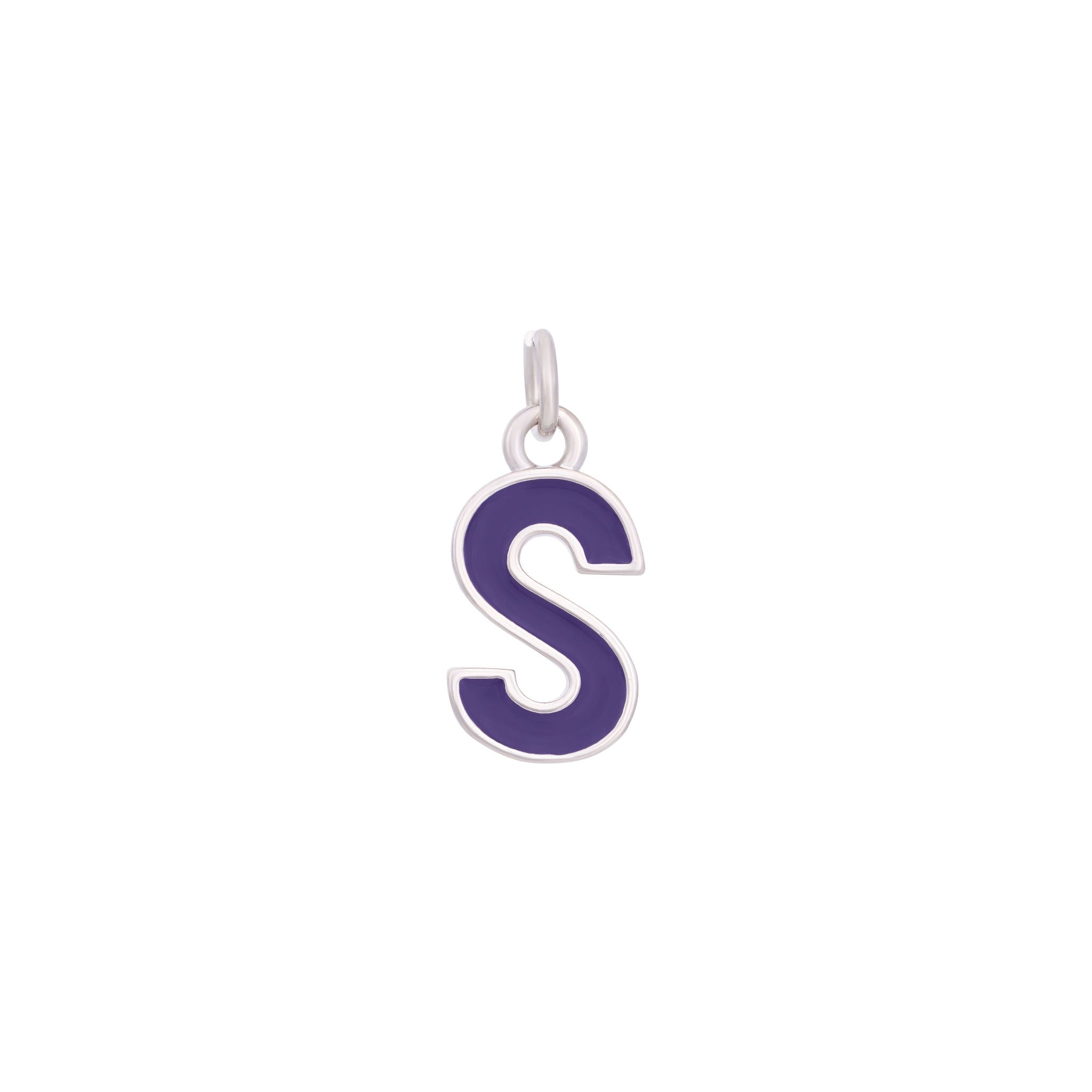 Dark Purple Enamel Letter Charms A-Z - Silver